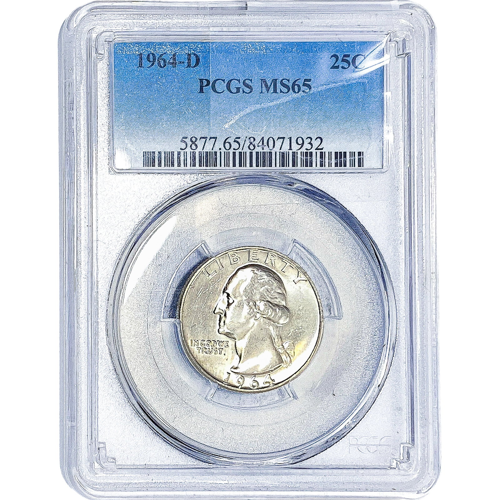 1964-D Washington Silver Quarter PCGS MS65: 1964-D Washington Silver Quarter PCGS MS65