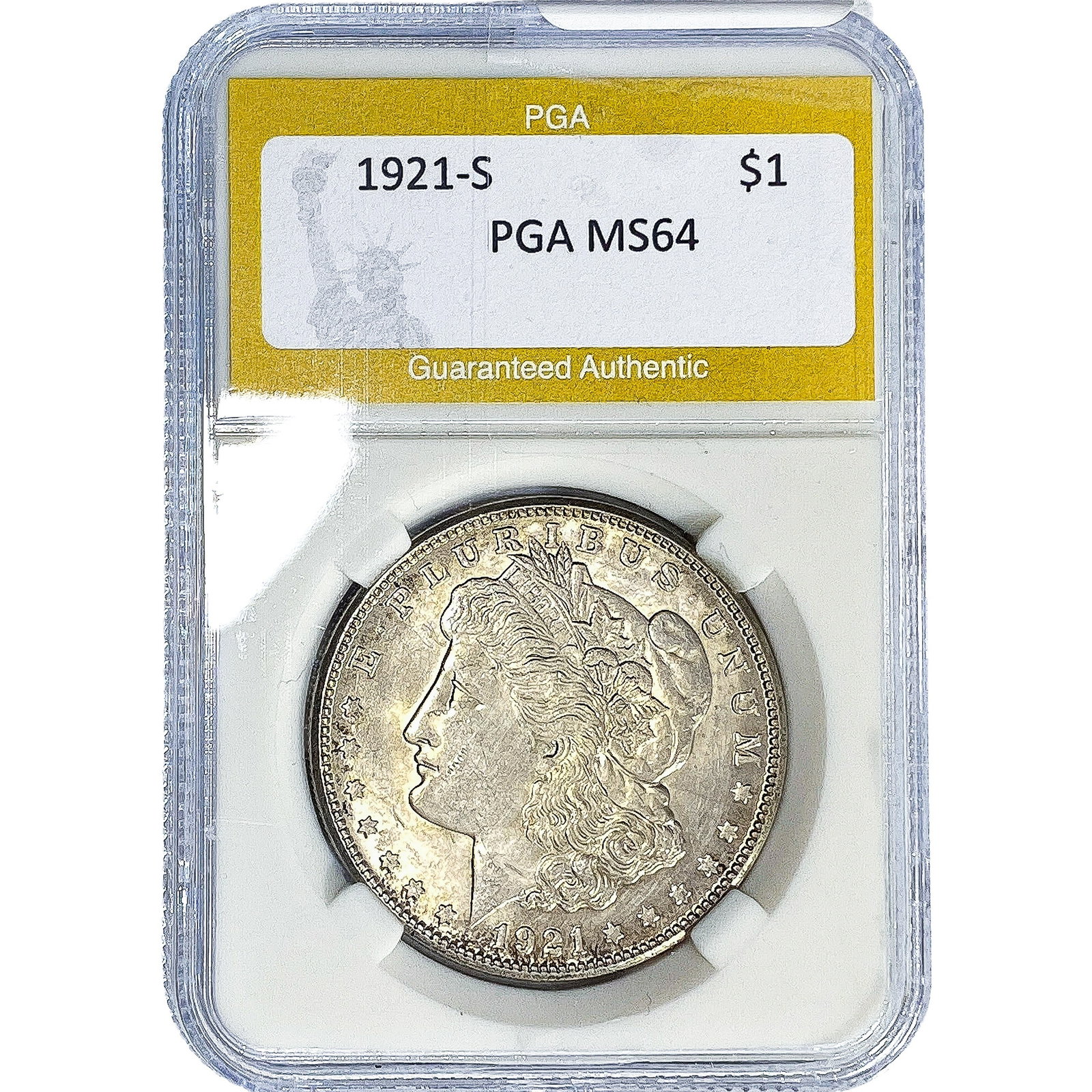 1921-S Morgan Silver Dollar PGA MS64: 1921-S Morgan Silver Dollar PGA MS64
