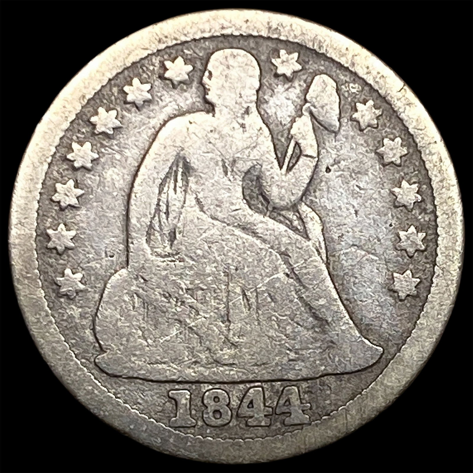 1844 Seated Liberty Dime NICELY CIRCULATED: 1844 Seated Liberty Dime NICELY CIRCULATED