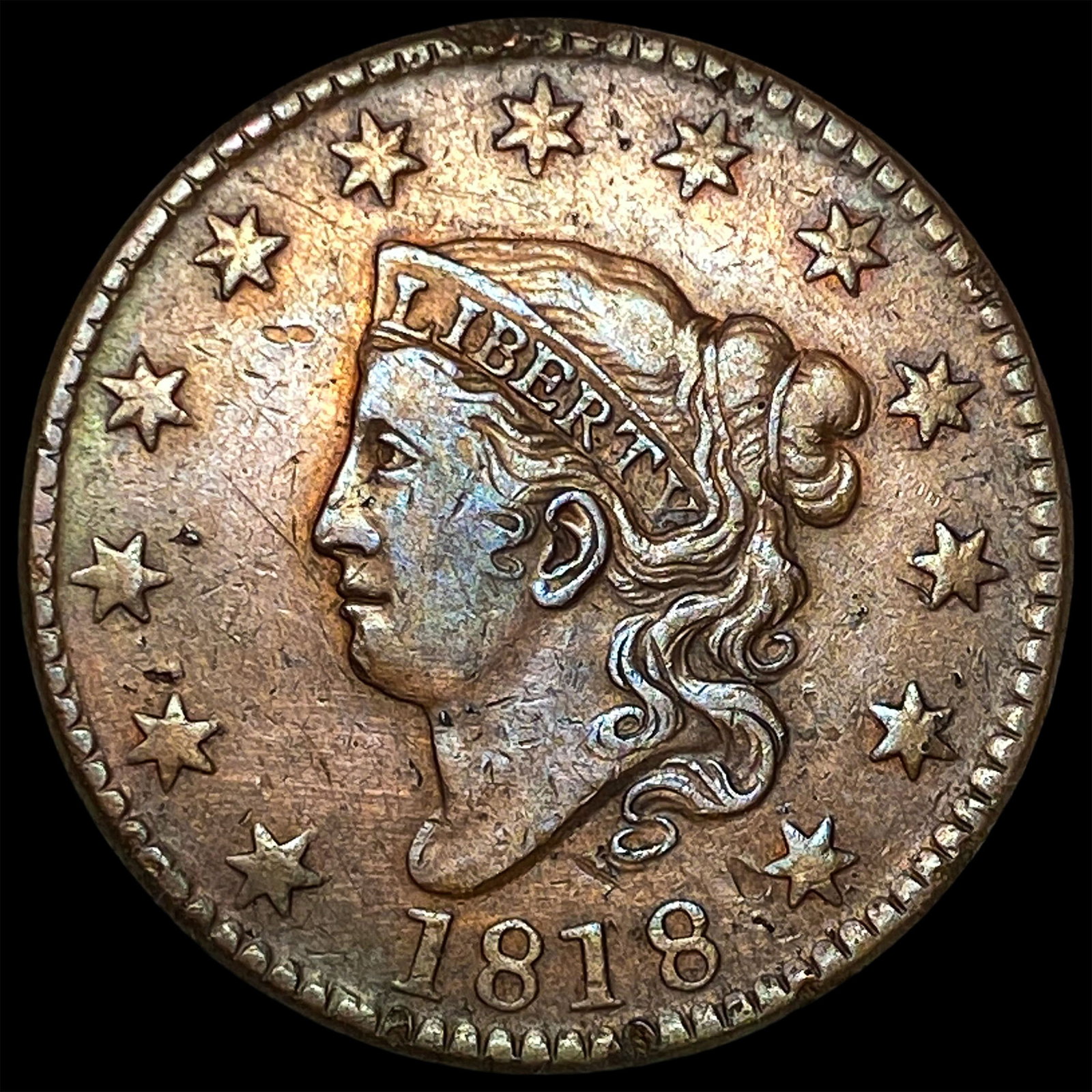 1818 Coronet Head Large Cent ABOUT UNCIRCULATED: 1818 Coronet Head Large Cent ABOUT UNCIRCULATED