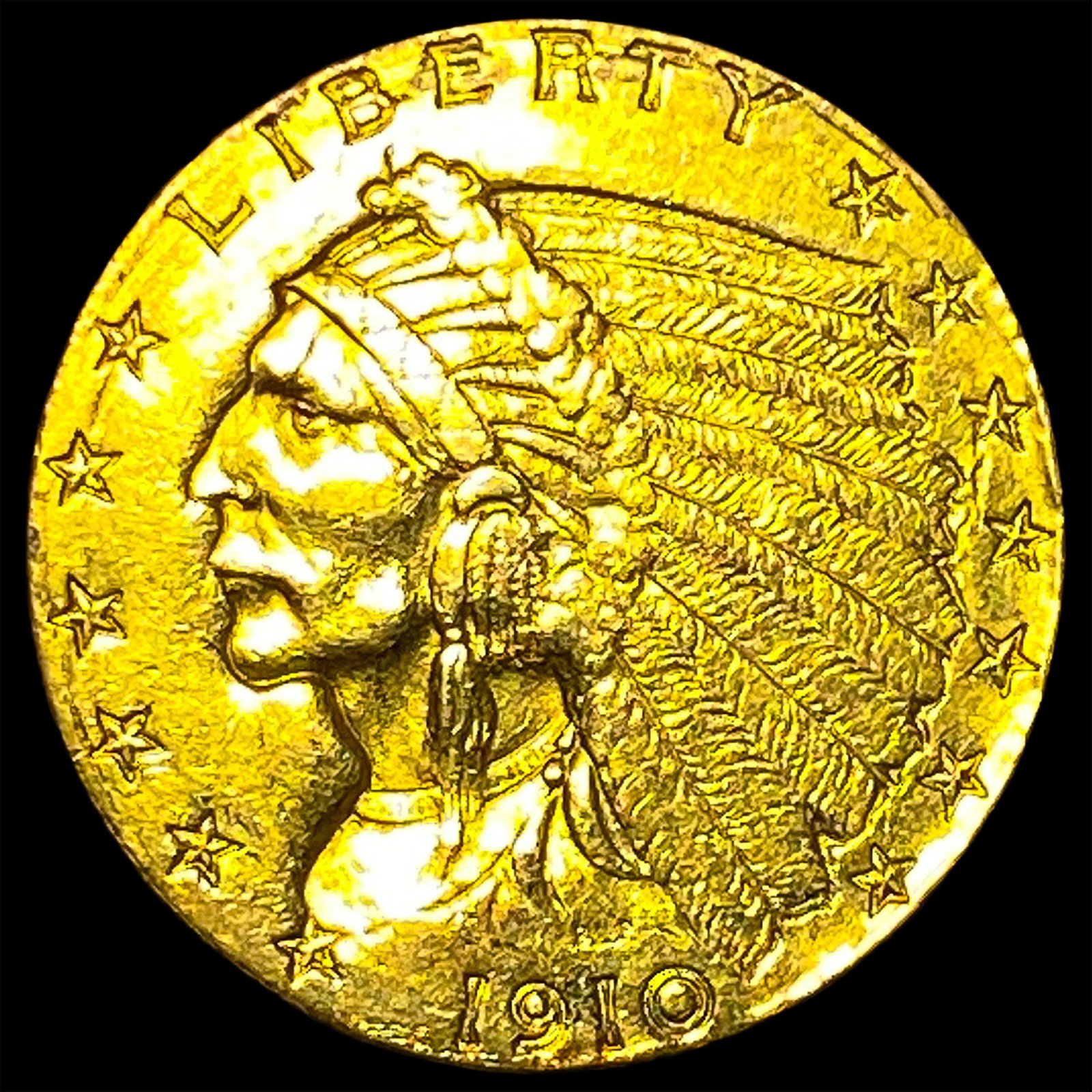 1910 Indian Head $2.5 Gold Quarter Eagle CLOSELY UNCIRCULATED: 1910 Indian Head $2.5 Gold Quarter Eagle CLOSELY UNCIRCULATED