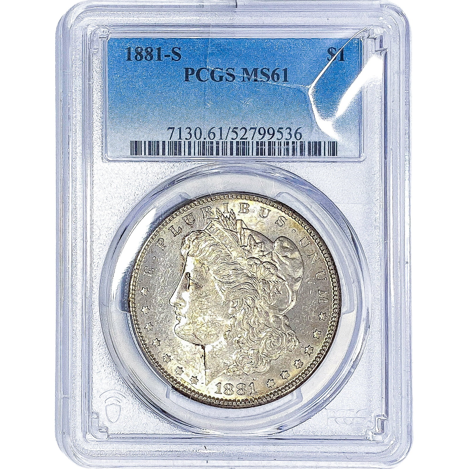 1881-S Morgan Silver Dollar PCGS MS61: 1881-S Morgan Silver Dollar PCGS MS61