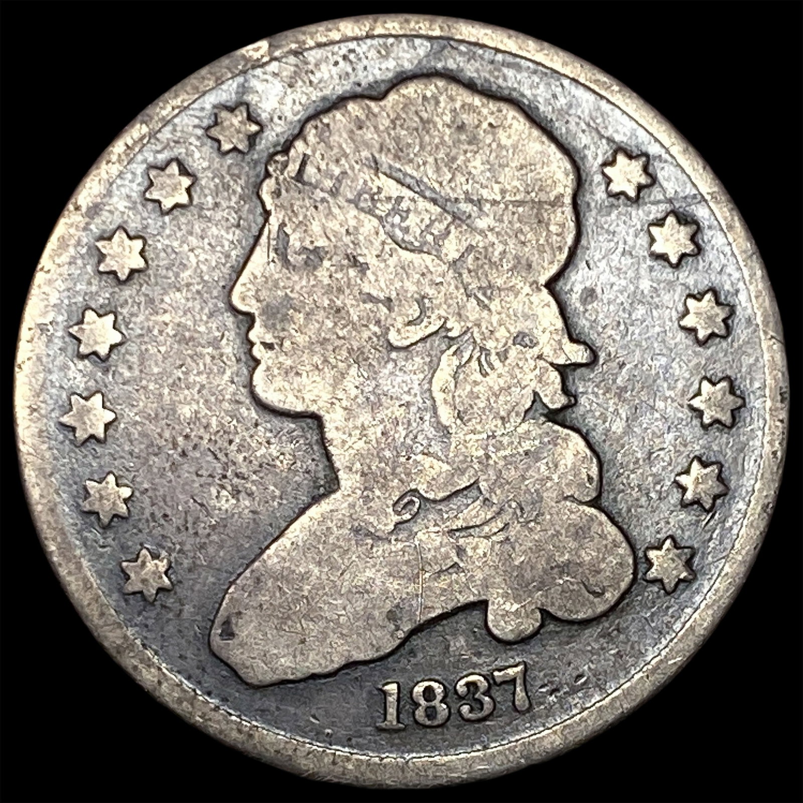 1837 Capped Bust Silver Quarter NICELY CIRCULATED: 1837 Capped Bust Silver Quarter NICELY CIRCULATED