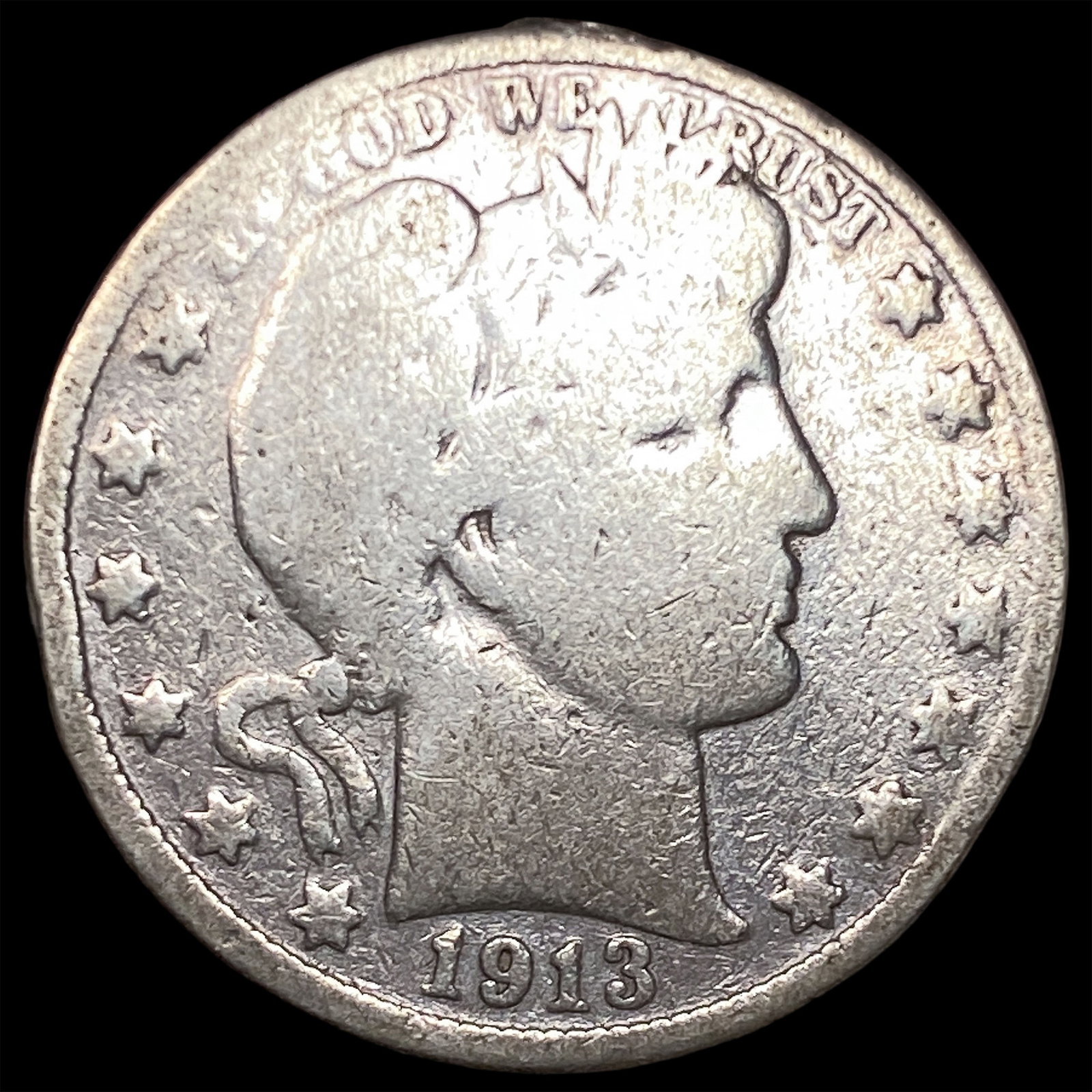 1913 Barber Half Dollar NICELY CIRCULATED: 1913 Barber Half Dollar NICELY CIRCULATED