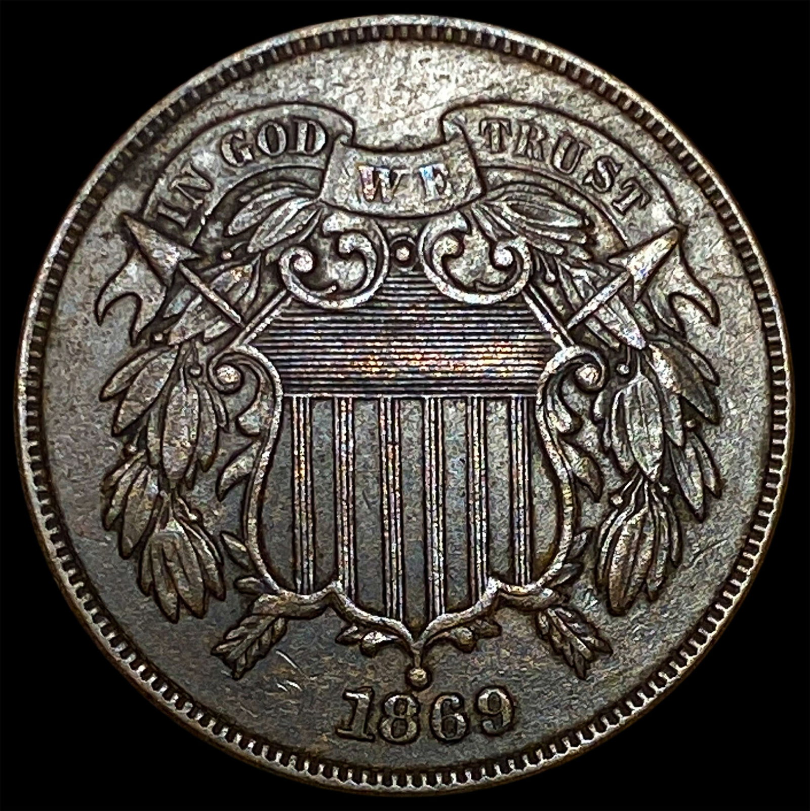 1869 Two-Cent Piece CLOSELY UNCIRCULATED: 1869 Two-Cent Piece CLOSELY UNCIRCULATED