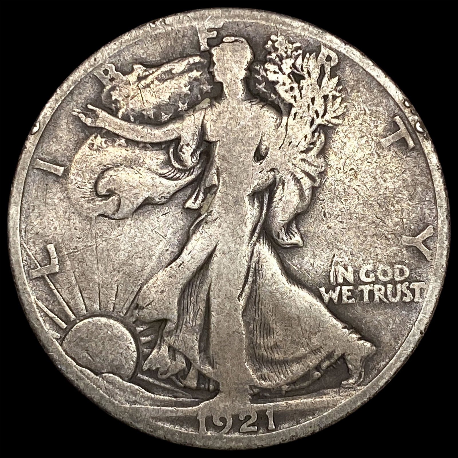 1921-S Silver Walking Liberty Half Dollar LIGHTLY CIRCULATED: 1921-S Silver Walking Liberty Half Dollar LIGHTLY CIRCULATED