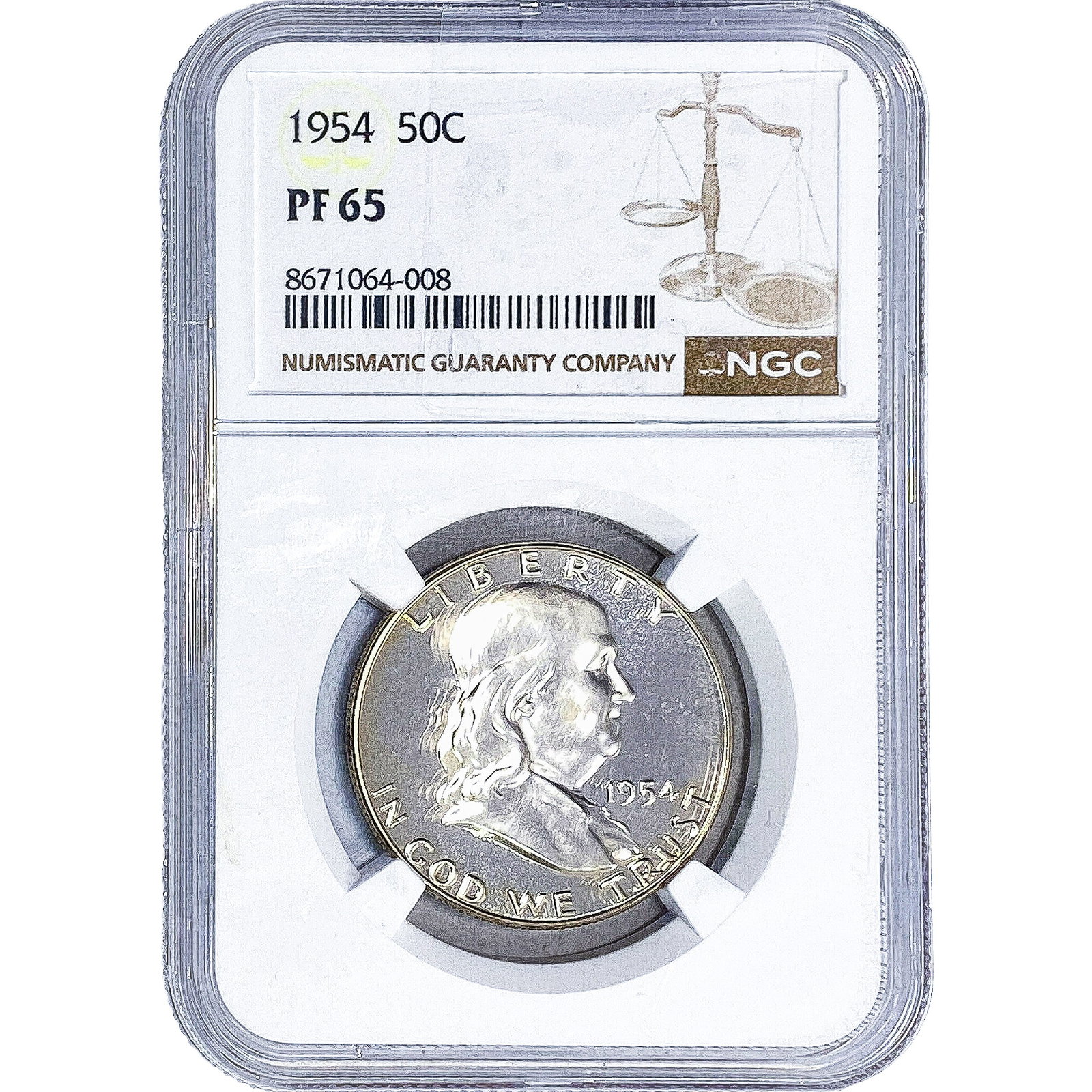 1954 Franklin Half Dollar NGC PF65: 1954 Franklin Half Dollar NGC PF65