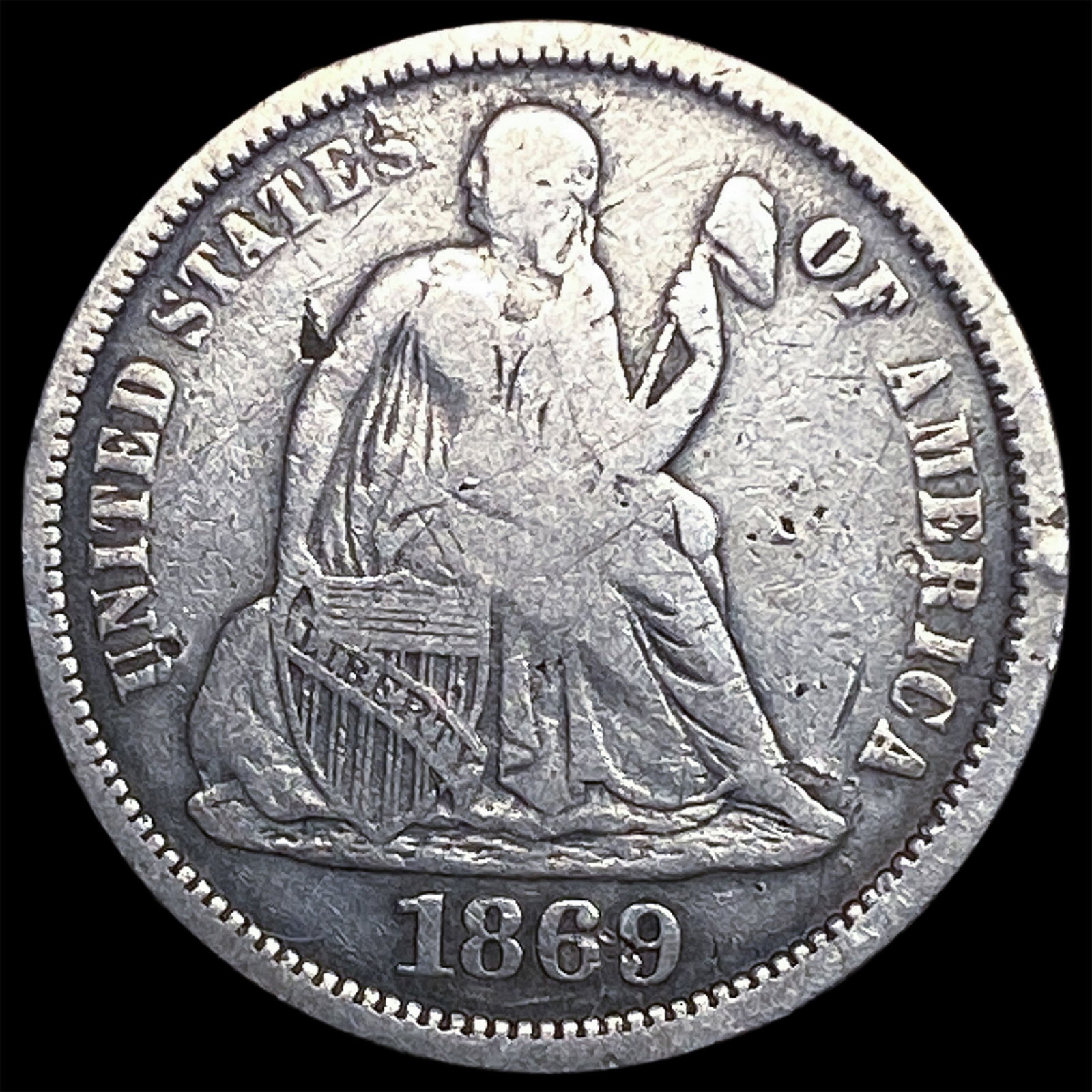 1869 Seated Liberty Dime LIGHTLY CIRCULATED: 1869 Seated Liberty Dime LIGHTLY CIRCULATED
