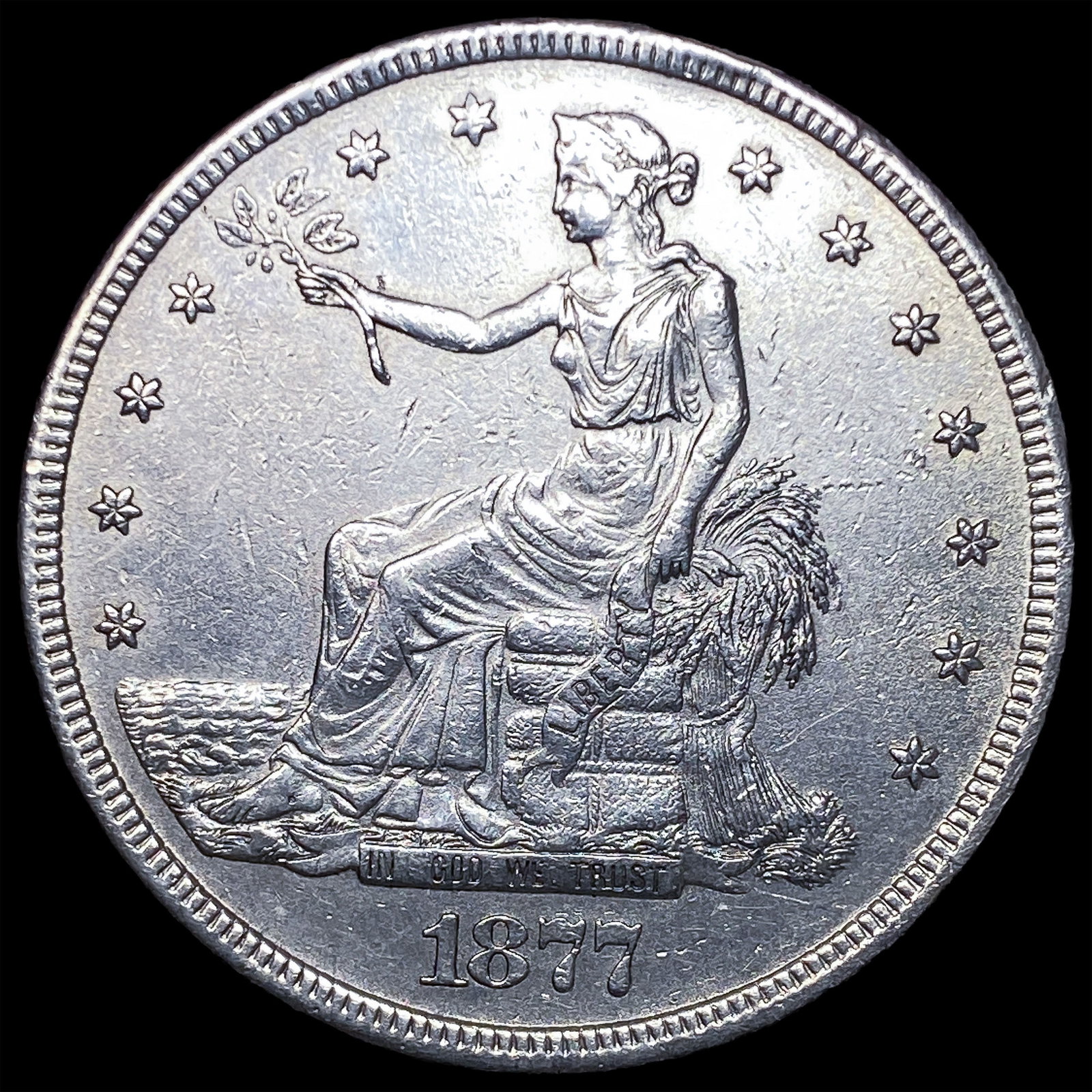 1877-S Silver Trade Dollar CLOSELY UNCIRCULATED: 1877-S Silver Trade Dollar CLOSELY UNCIRCULATED