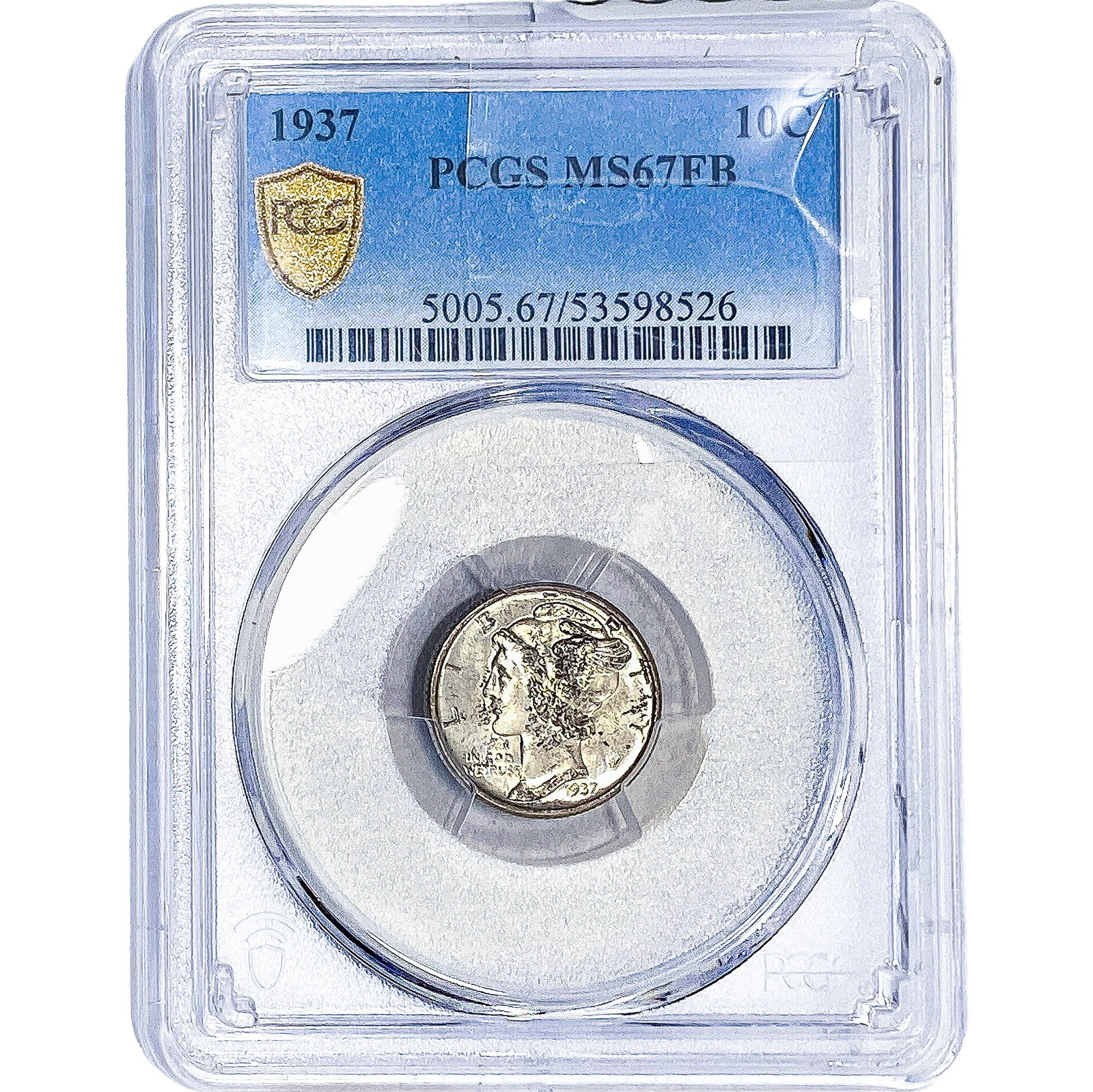 1937 Mercury Silver Dime PCGS MS67 FB: 1937 Mercury Silver Dime PCGS MS67 FB