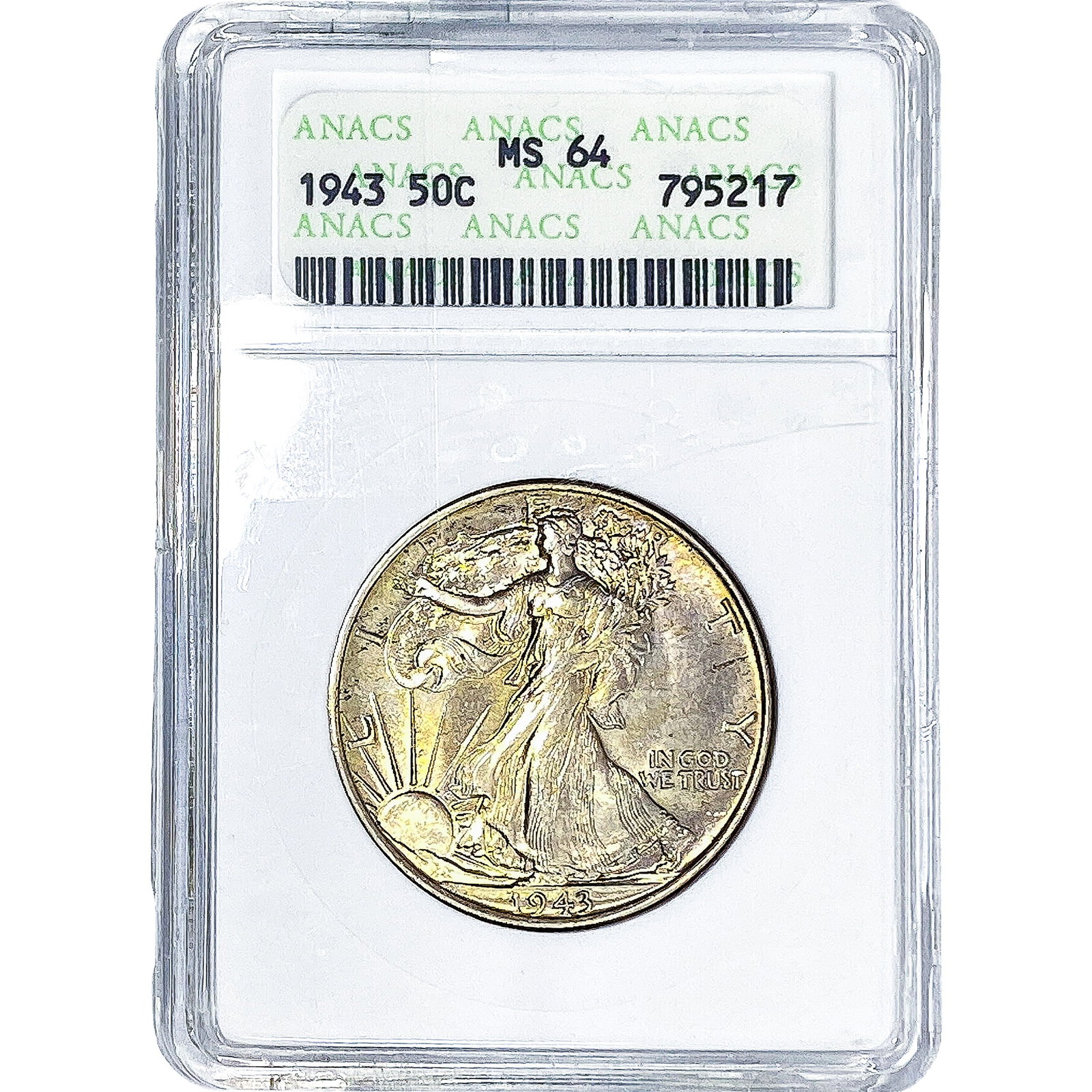 1943 Walking Liberty Half Dollar ANACS MS64: 1943 Walking Liberty Half Dollar ANACS MS64