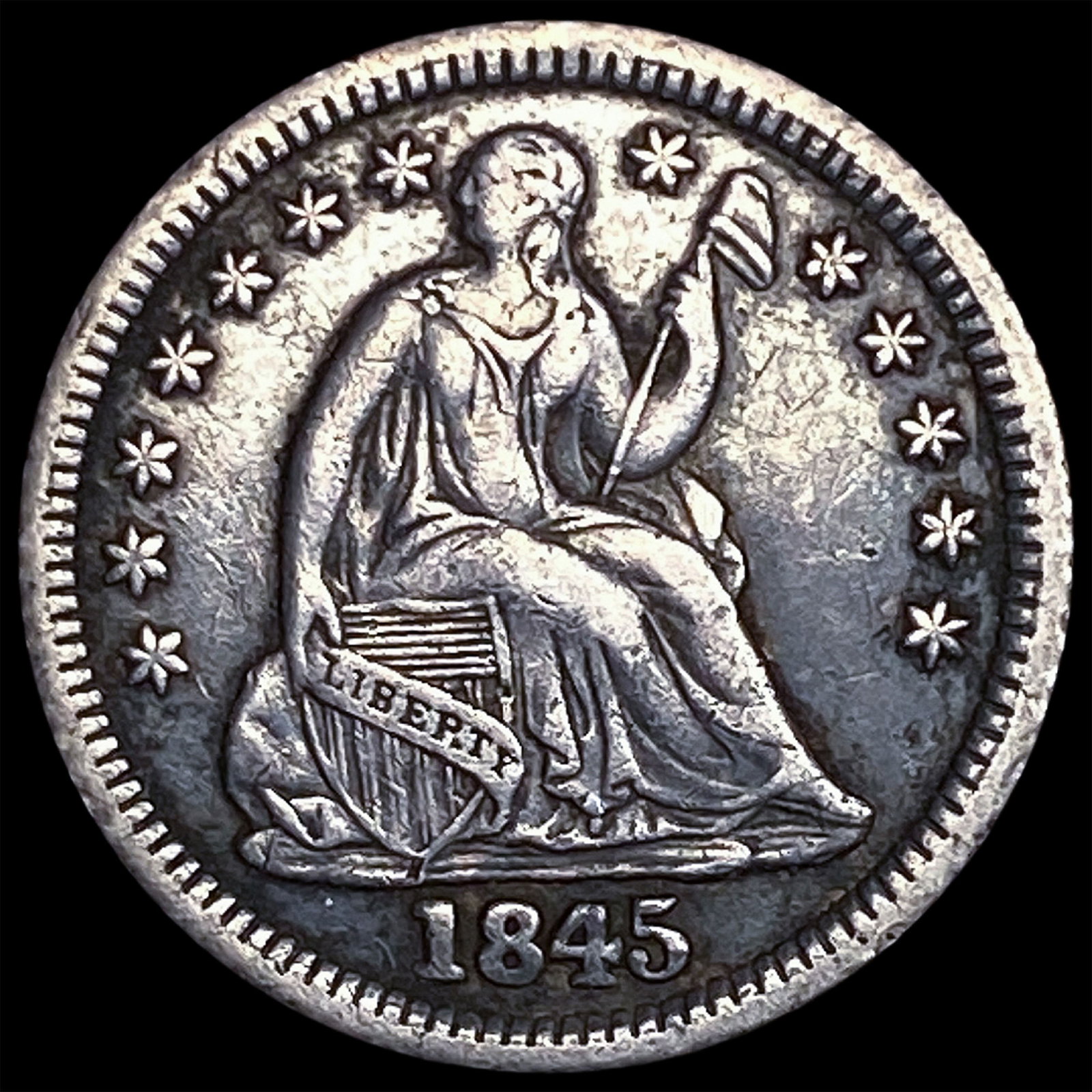 1845 Seated Liberty Half Dime NEARLY UNCIRCULATED: 1845 Seated Liberty Half Dime NEARLY UNCIRCULATED