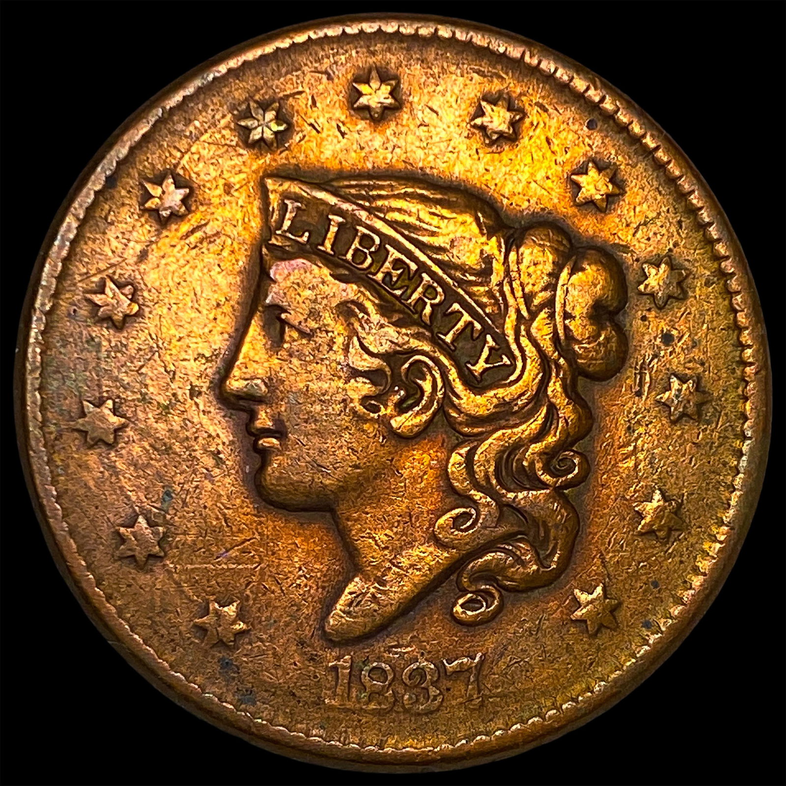 1837 Coronet Head Large Cent LIGHTLY CIRCULATED: 1837 Coronet Head Large Cent LIGHTLY CIRCULATED