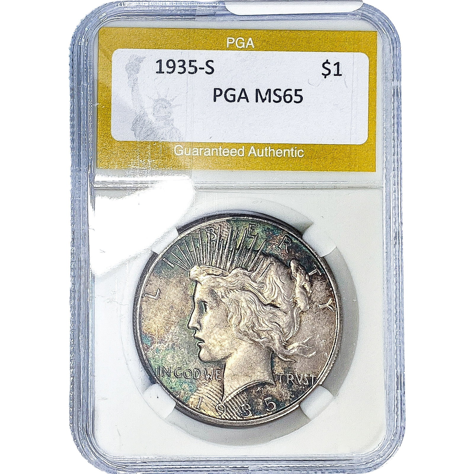 1935-S Silver Peace Dollar PGA MS65: 1935-S Silver Peace Dollar PGA MS65