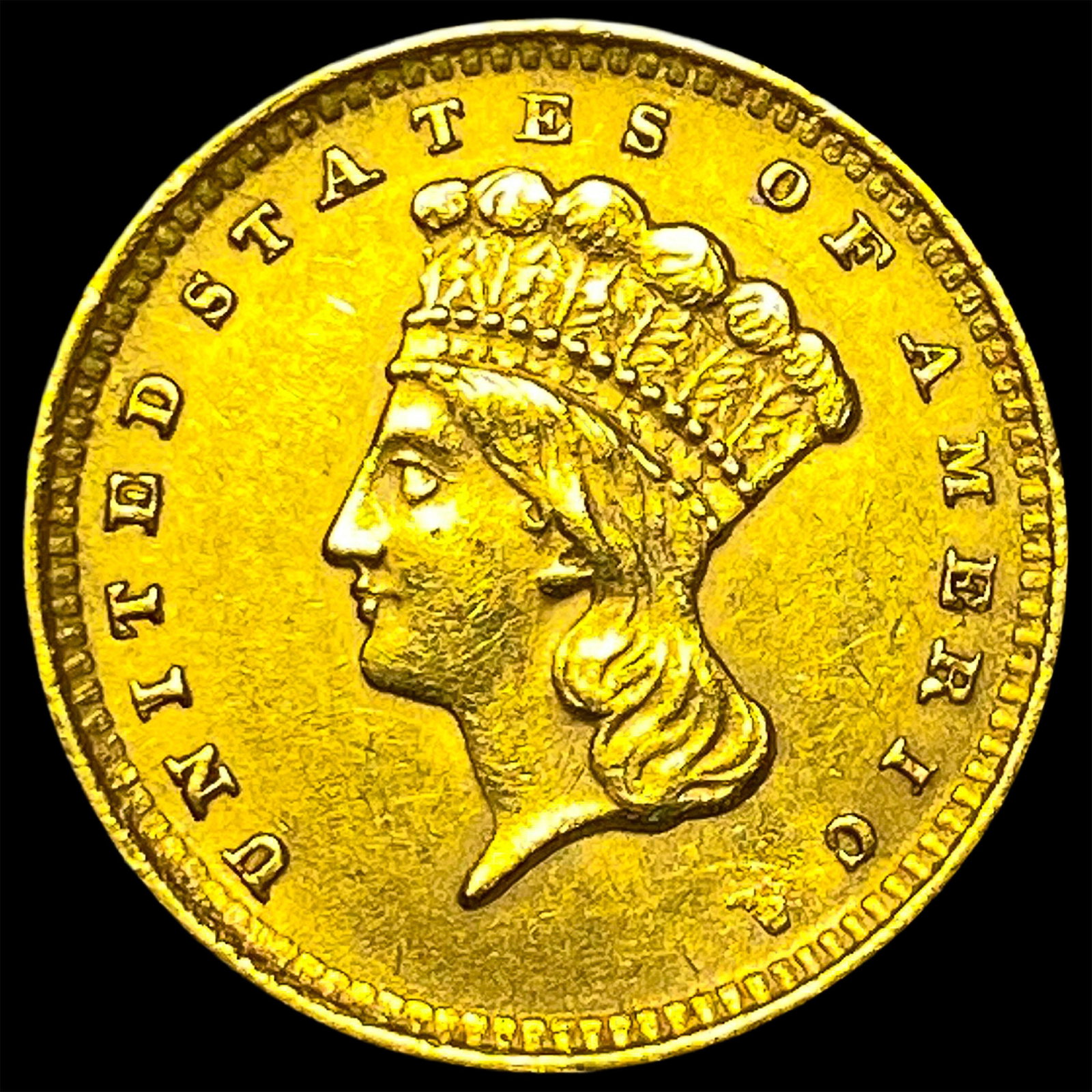 1862 Gold $1 Indian Princess Head CLOSELY UNCIRCULATED: 1862 Gold $1 Indian Princess Head CLOSELY UNCIRCULATED