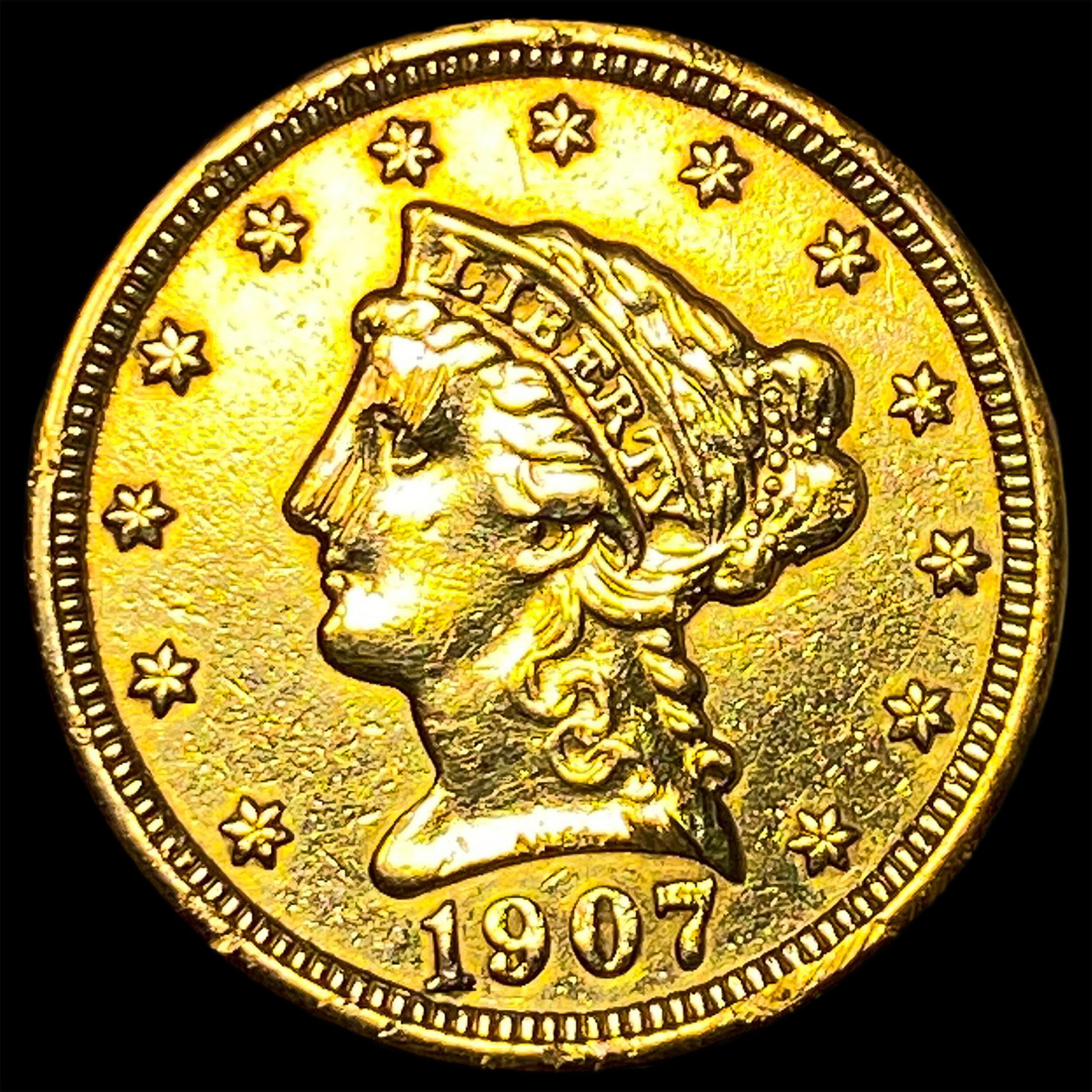 1907 Liberty Head Gold Quarter Eagle $2.50 CLOSELY UNCIRCULATED: 1907 Liberty Head Gold Quarter Eagle $2.50 CLOSELY UNCIRCULATED