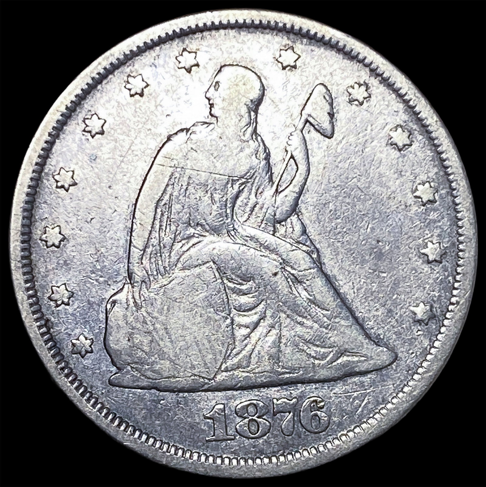 1876 Seated Liberty Twenty Cents ABOUT UNCIRCULATED: 1876 Seated Liberty Twenty Cents ABOUT UNCIRCULATED