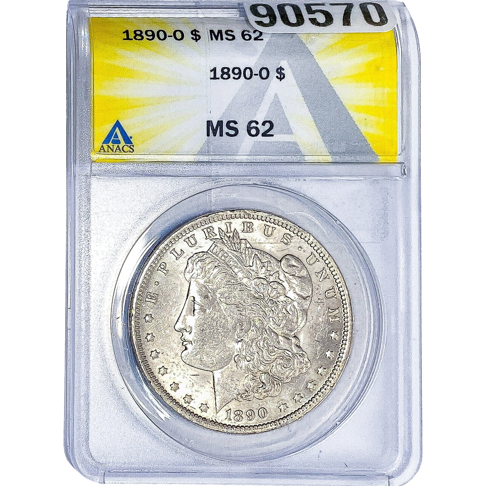 1890-O Morgan Silver Dollar ANACS MS62: 1890-O Morgan Silver Dollar ANACS MS62