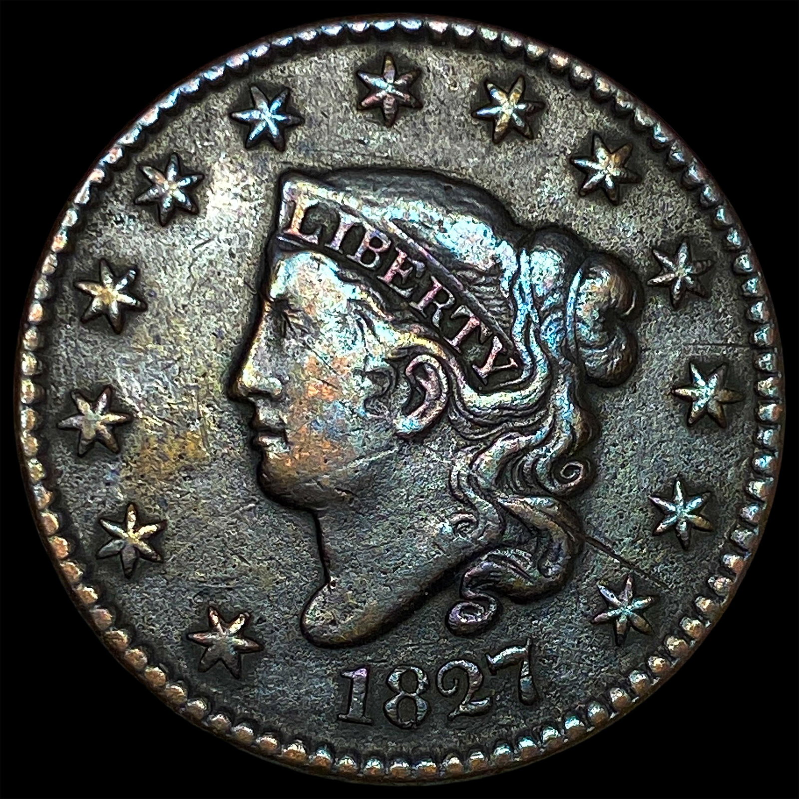 1827 Copper Large Cent NEARLY UNCIRCULATED (1 of 2)