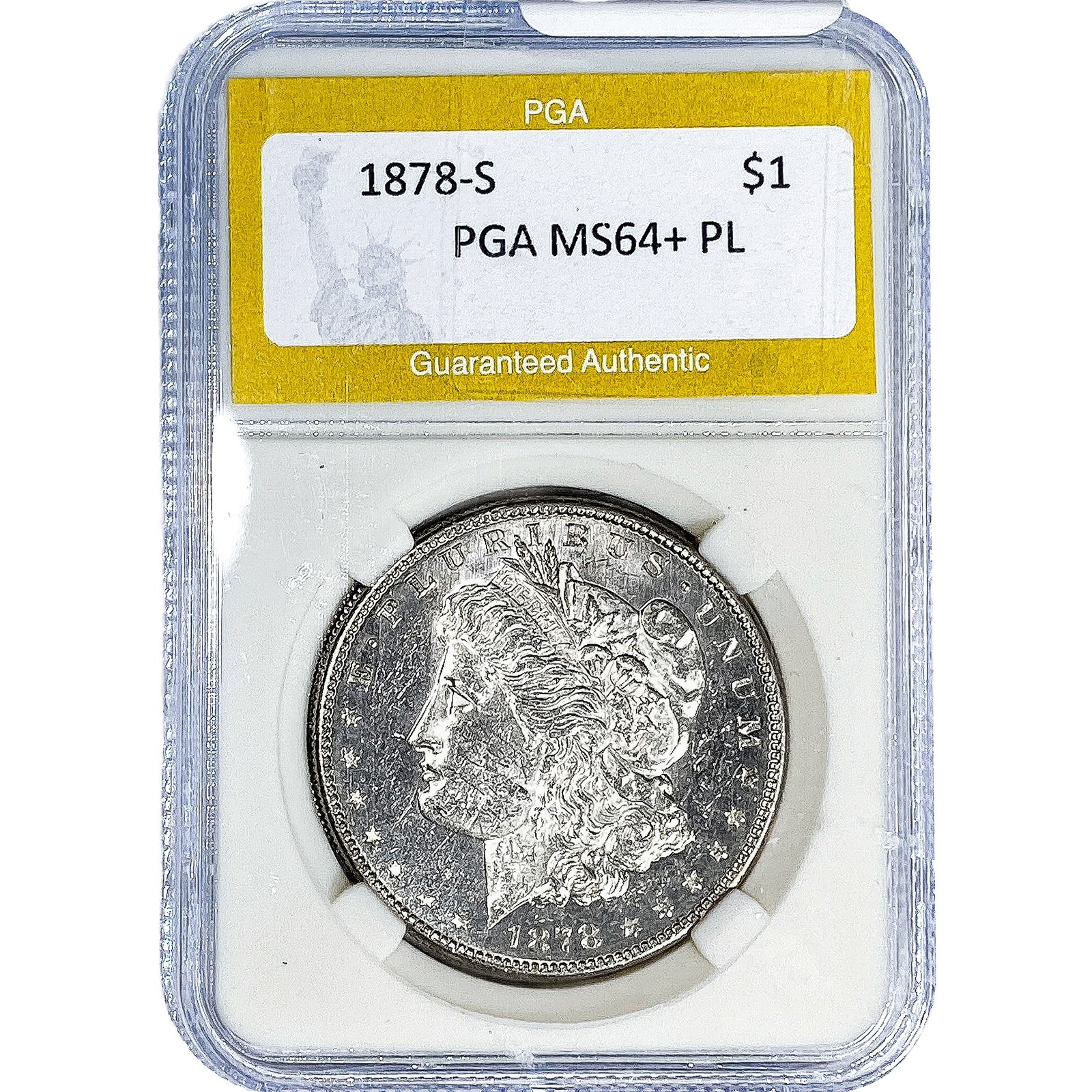 1878-S Morgan Silver Dollar PGA MS64+ PL: 1878-S Morgan Silver Dollar PGA MS64+ PL
