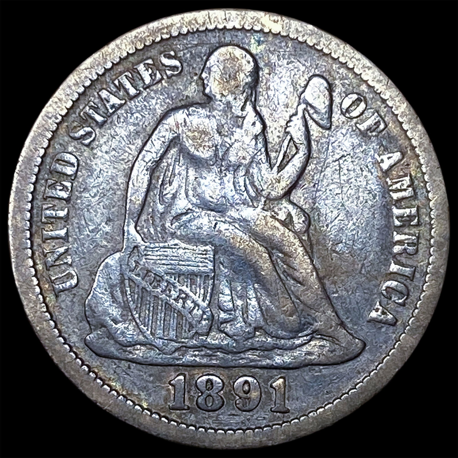 1891 Silver Dime (Seated Liberty) LIGHTLY CIRCULATED: 1891 Silver Dime (Seated Liberty) LIGHTLY CIRCULATED