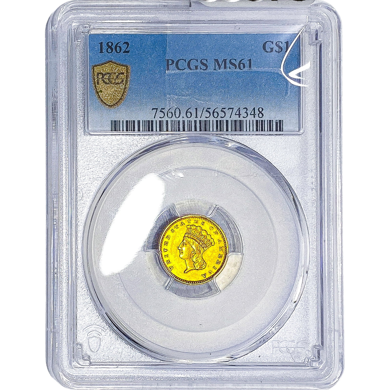 1862 Rare Gold Dollar PCGS MS61 (1 of 2)