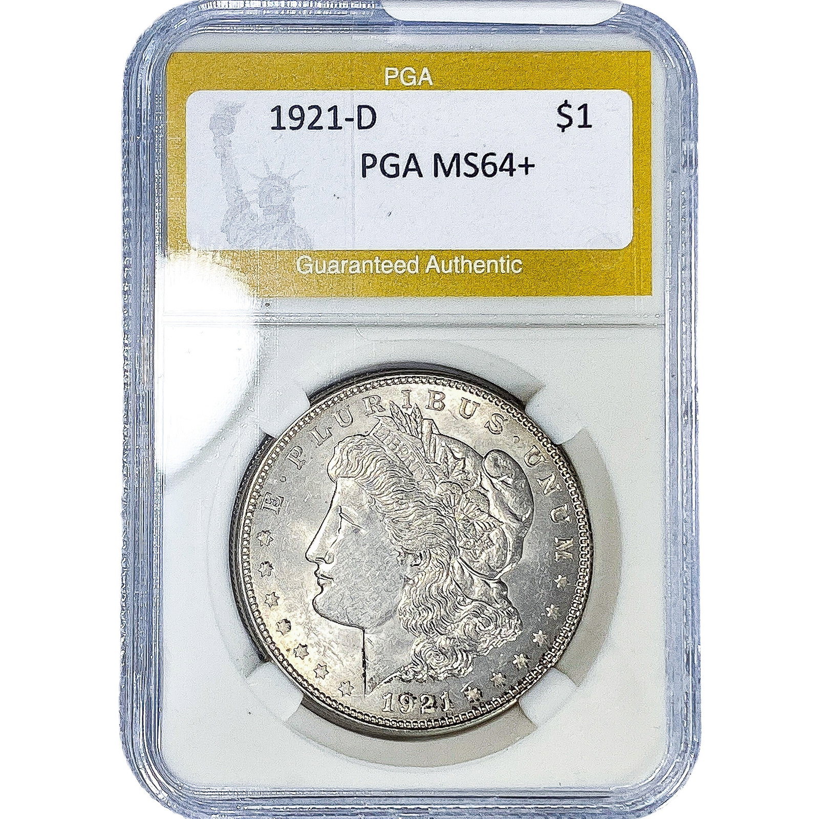 1921-D Morgan Silver Dollar PGA MS64+: 1921-D Morgan Silver Dollar PGA MS64+