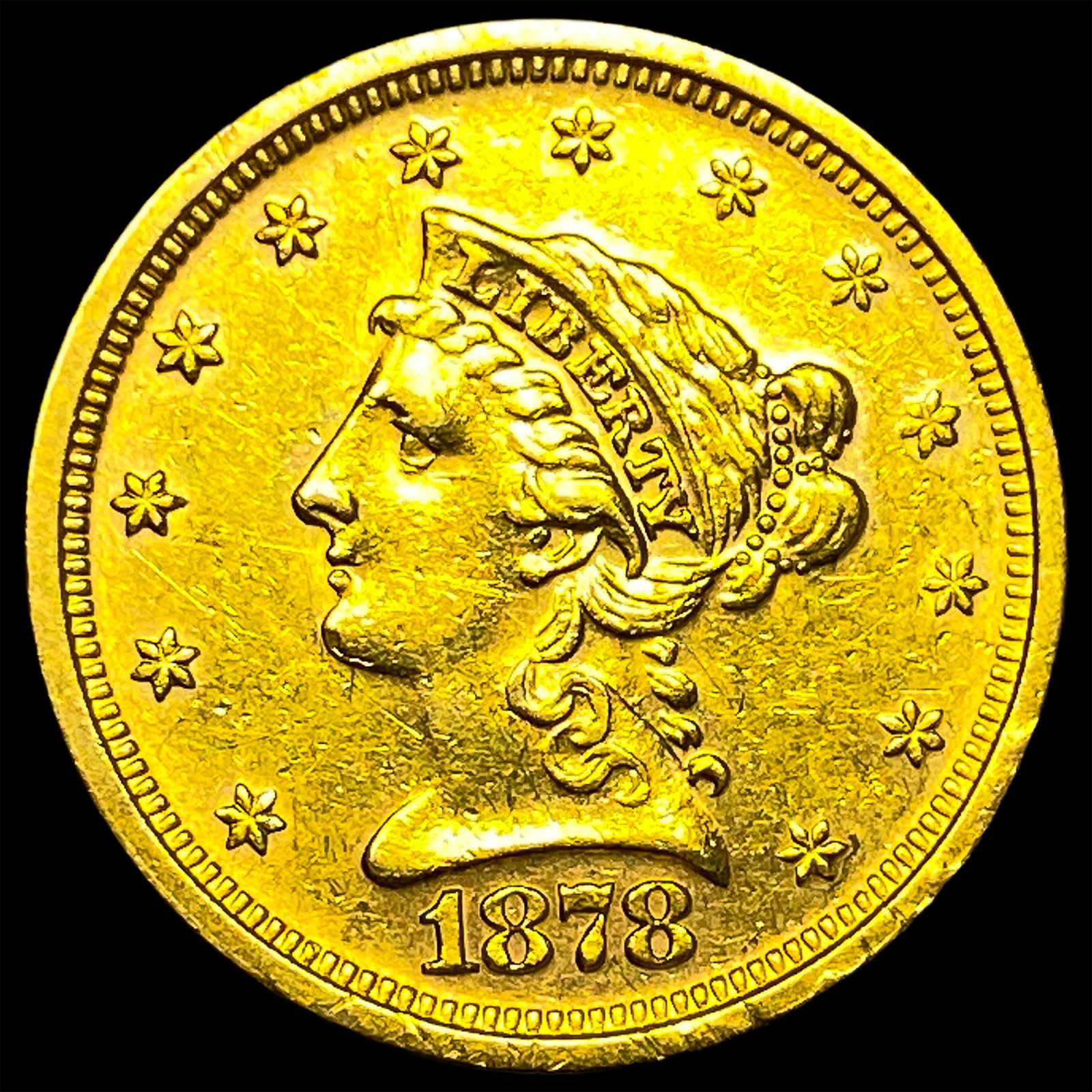 1878-S Gold $2.50 Liberty Head Quarter Eagle CLOSELY UNCIRCULATED: 1878-S Gold $2.50 Liberty Head Quarter Eagle CLOSELY UNCIRCULATED