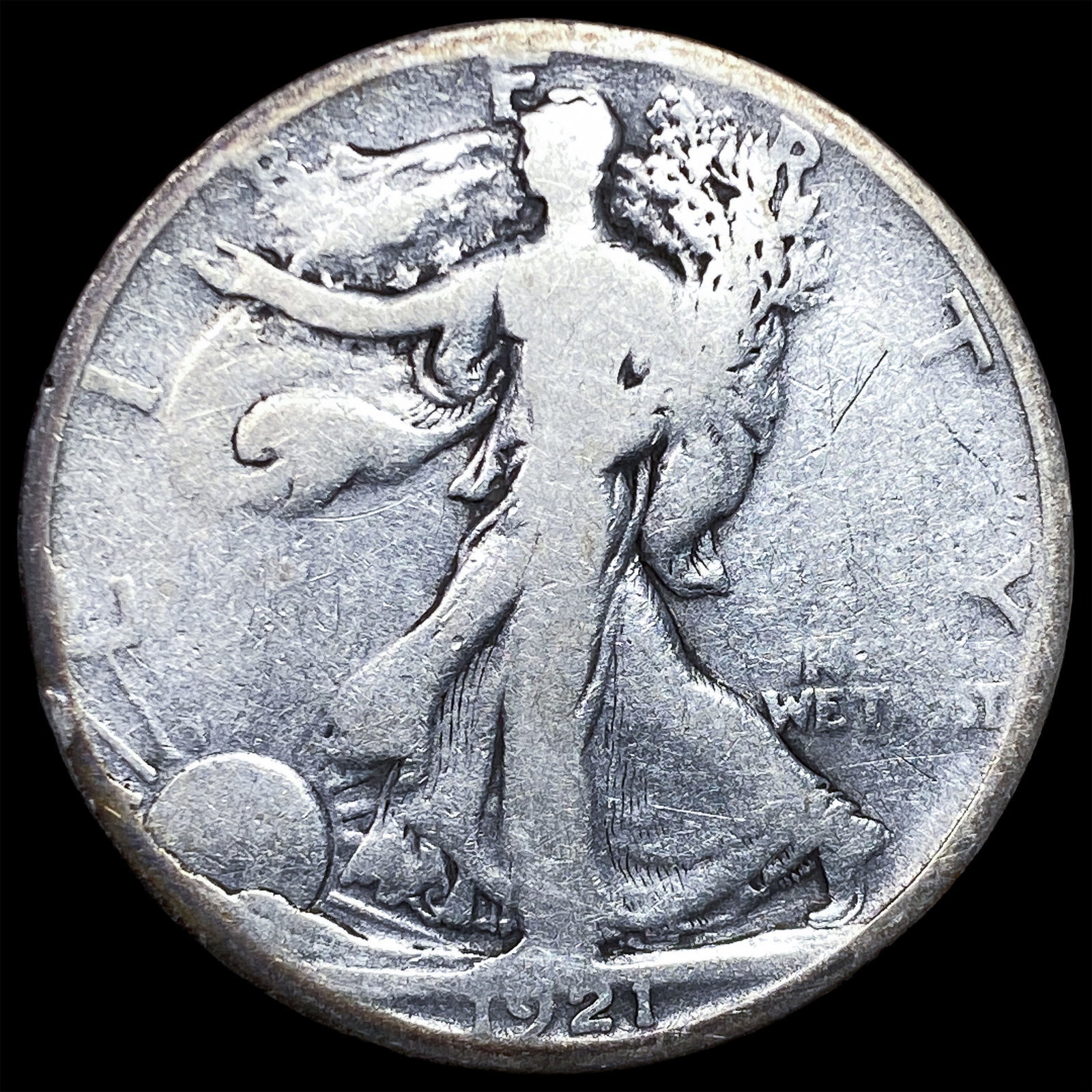 1921-S Silver Walking Liberty Half Dollar NICELY CIRCULATED: 1921-S Silver Walking Liberty Half Dollar NICELY CIRCULATED