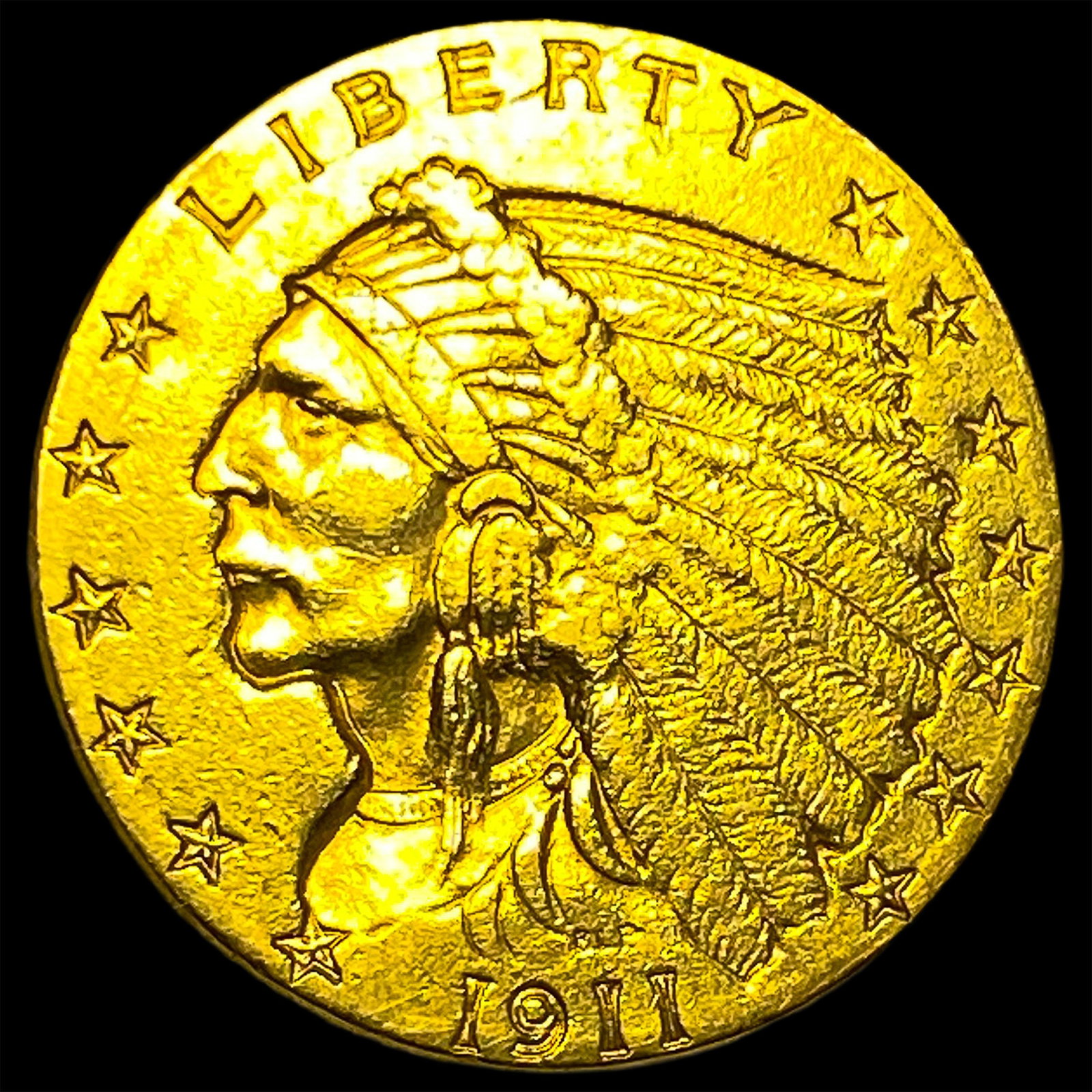 1911 Indian Head Gold $2.50 Quarter Eagle CLOSELY UNCIRCULATED: 1911 Indian Head Gold $2.50 Quarter Eagle CLOSELY UNCIRCULATED