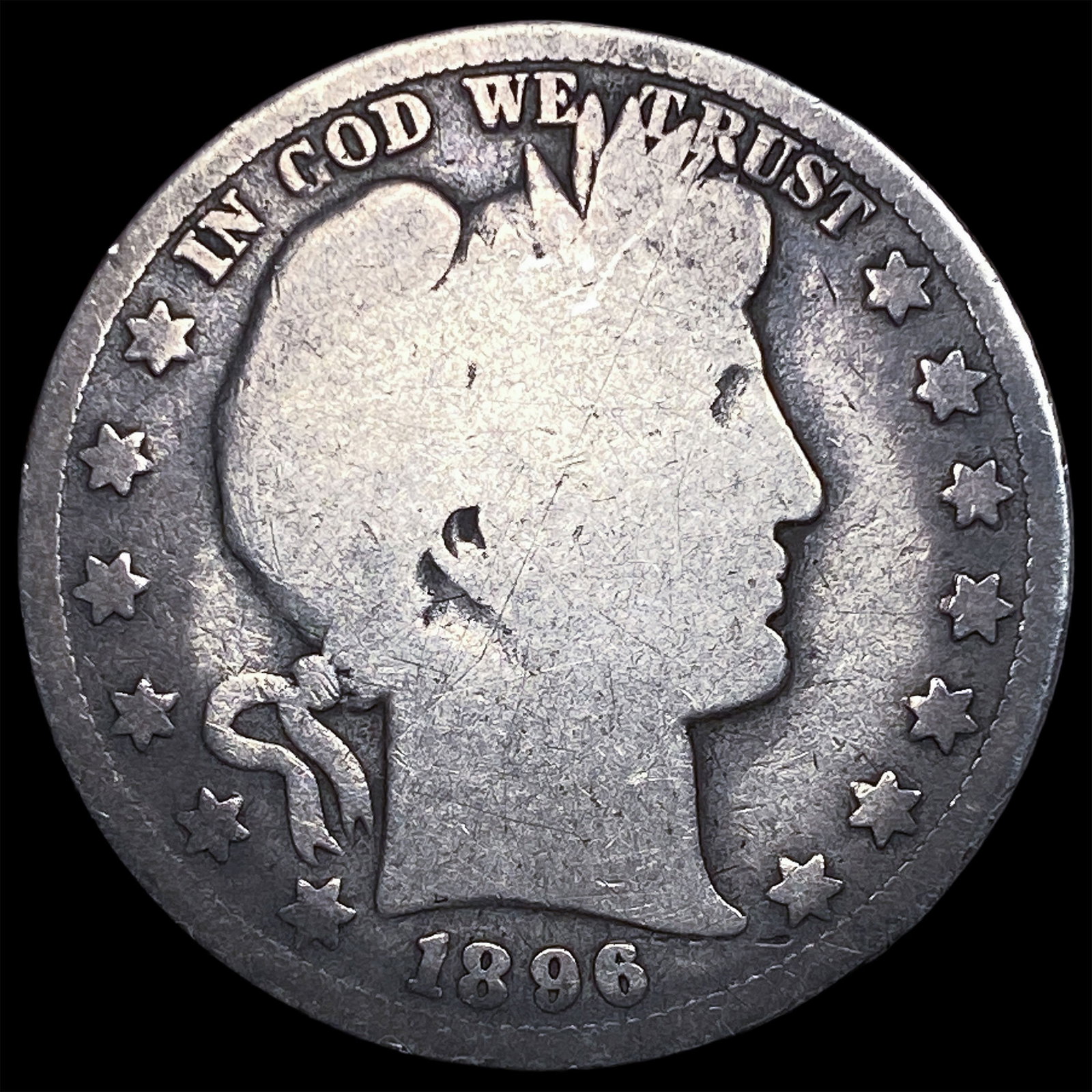 1896-O Silver Barber Half Dollar NICELY CIRCULATED: 1896-O Silver Barber Half Dollar NICELY CIRCULATED