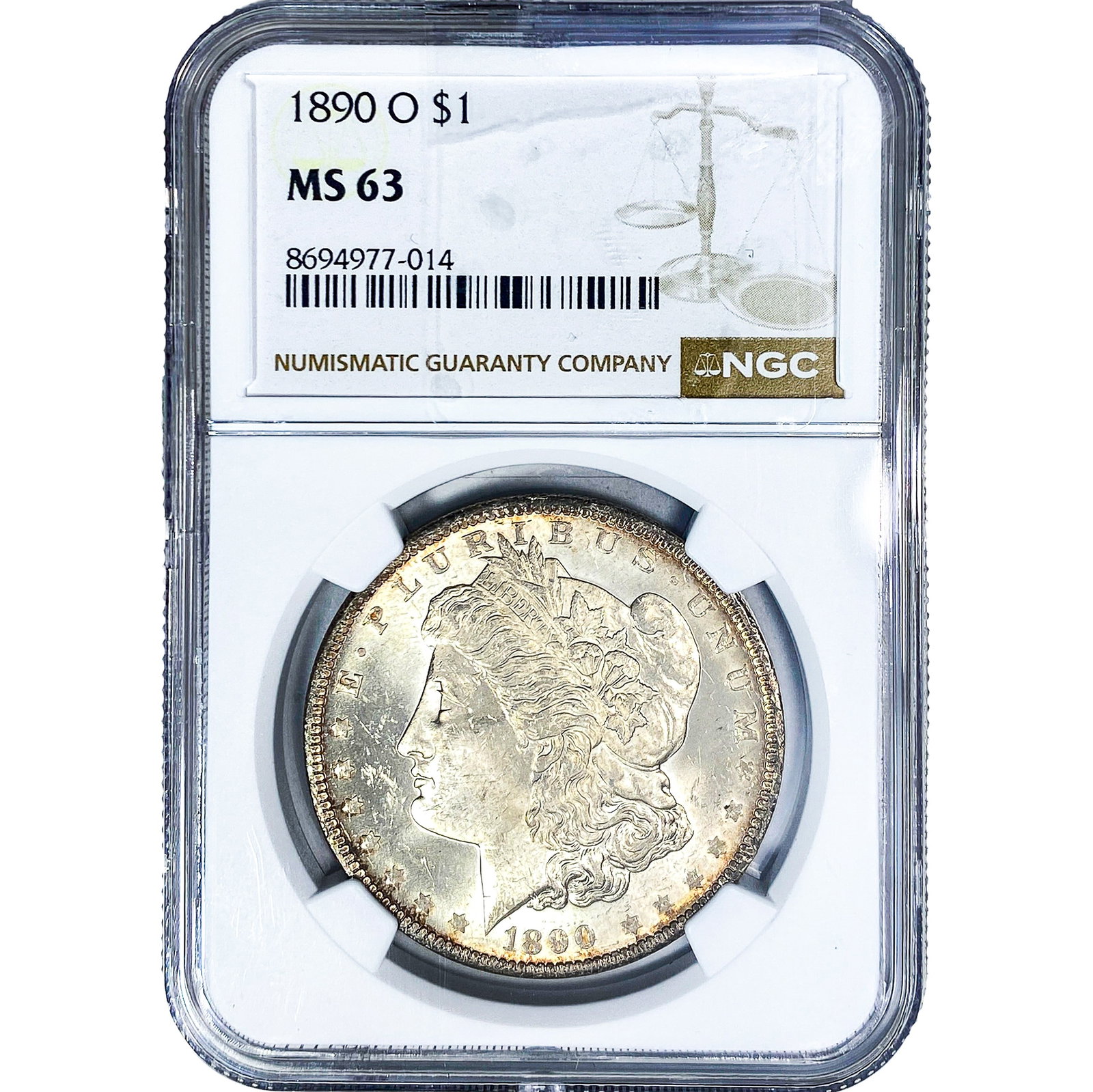 1890-O Morgan Silver Dollar NGC MS63: 1890-O Morgan Silver Dollar NGC MS63