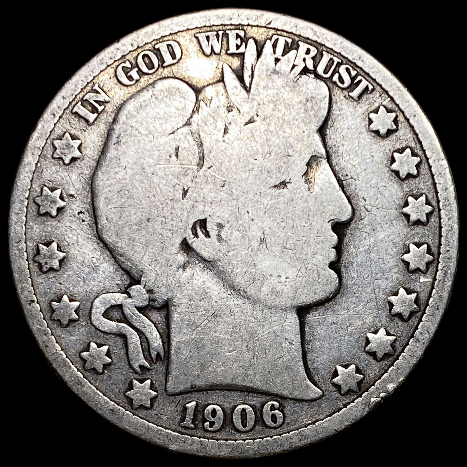 1906-D Silver Barber Half Dollar NICELY CIRCULATED: 1906-D Silver Barber Half Dollar NICELY CIRCULATED