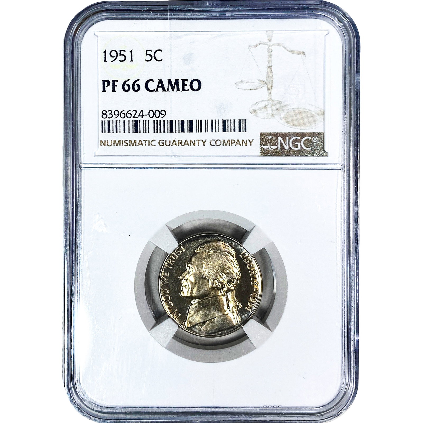 1951 Jefferson Nickel NGC PF66 Cameo: 1951 Jefferson Nickel NGC PF66 Cameo