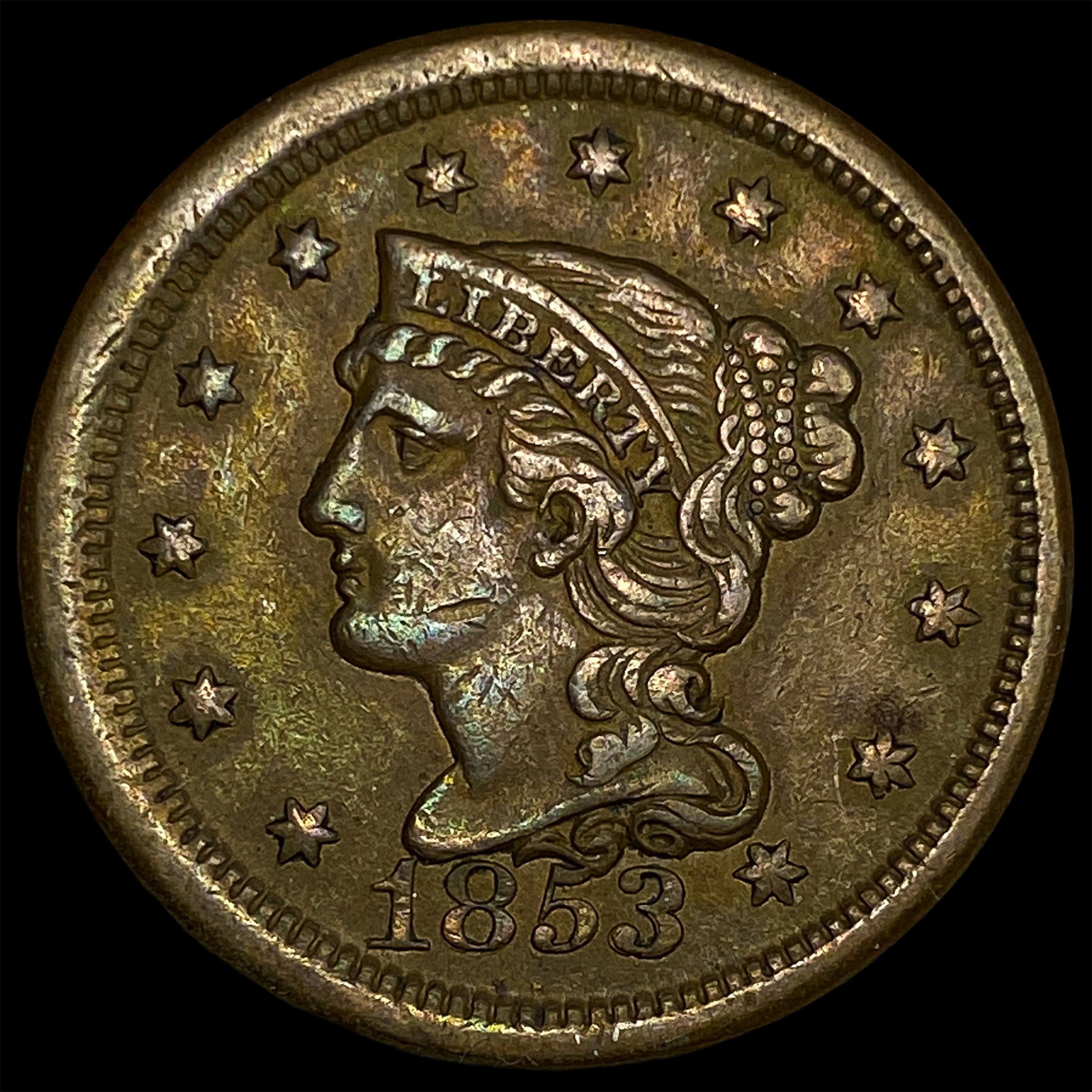 1853 Braided Hair Large Cent CLOSELY UNCIRCULATED: 1853 Braided Hair Large Cent CLOSELY UNCIRCULATED