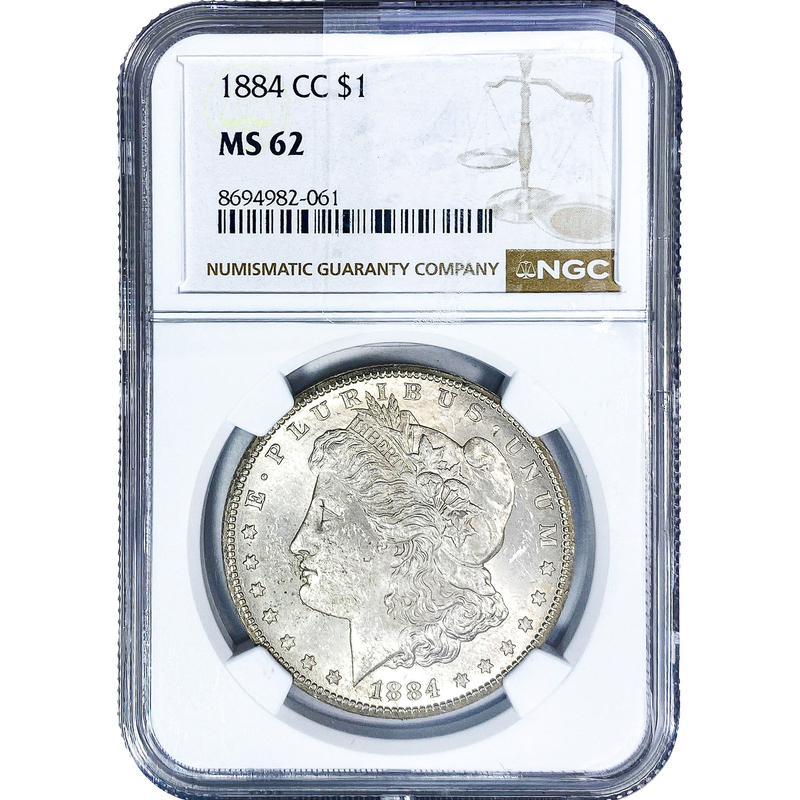 1884-CC Morgan Silver Dollar NGC MS62: 1884-CC Morgan Silver Dollar NGC MS62