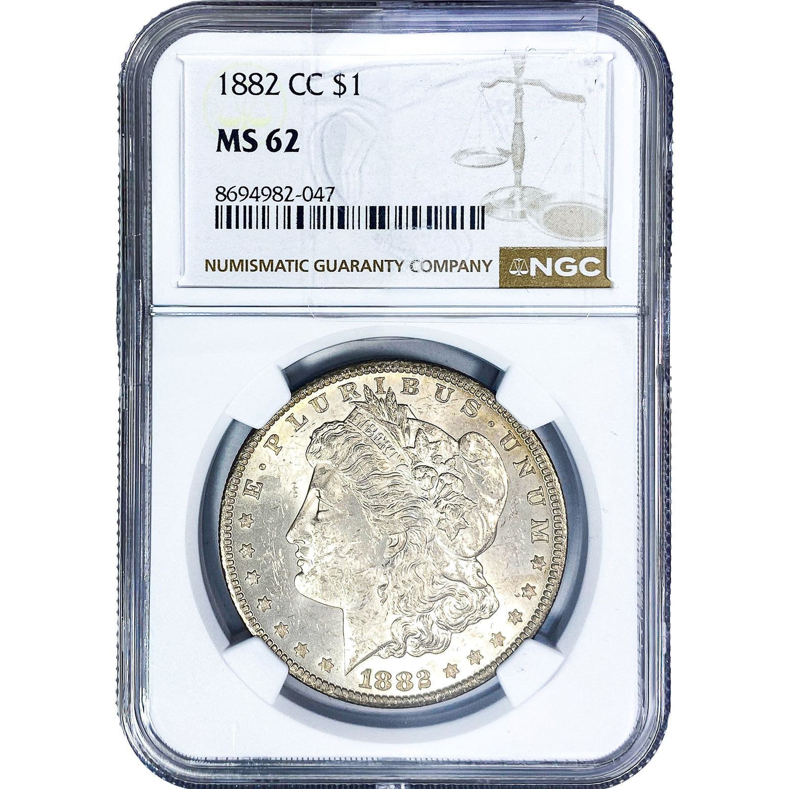 1882-CC Morgan Silver Dollar NGC MS62: 1882-CC Morgan Silver Dollar NGC MS62