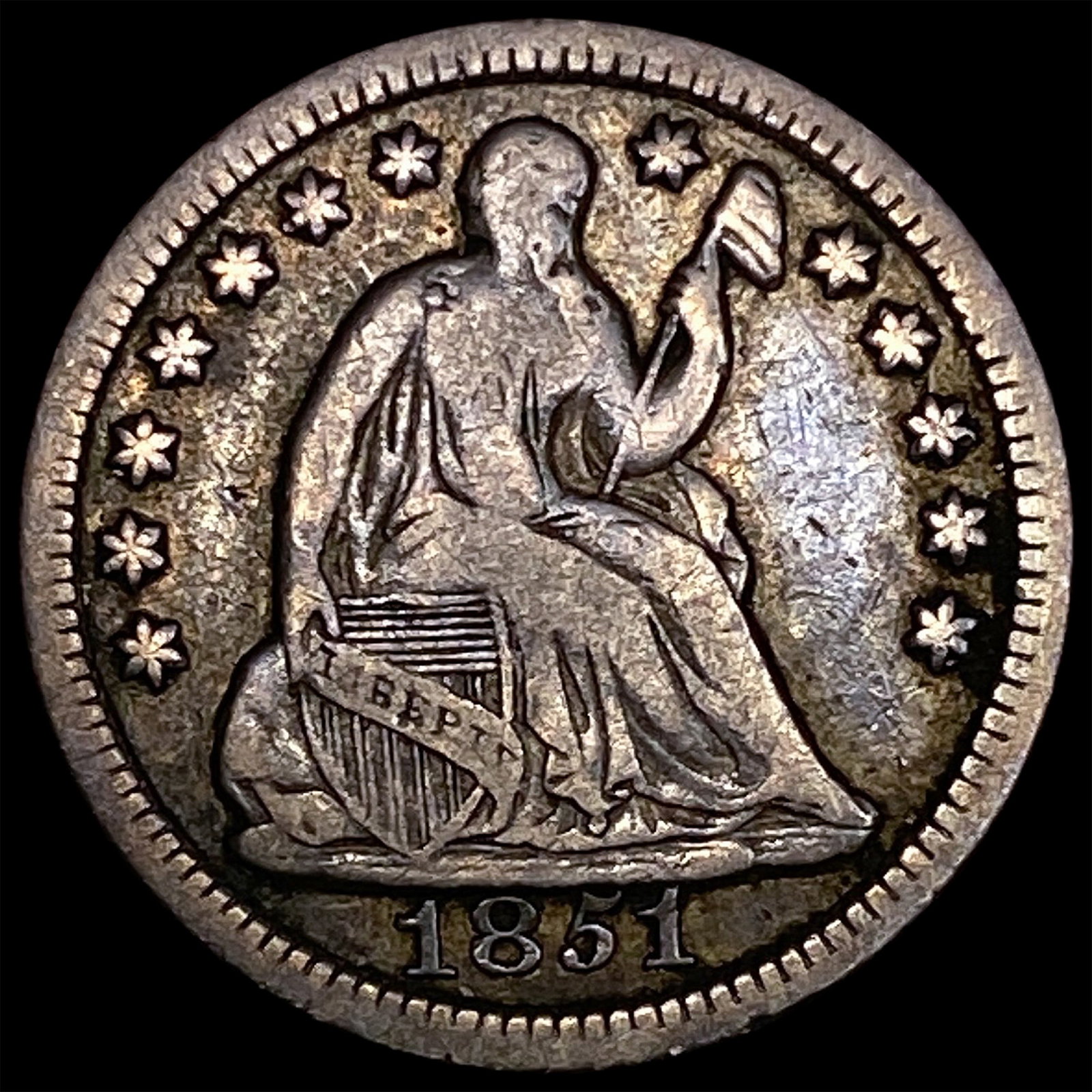 1851 Silver Half Dime LIGHTLY CIRCULATED: 1851 Silver Half Dime LIGHTLY CIRCULATED
