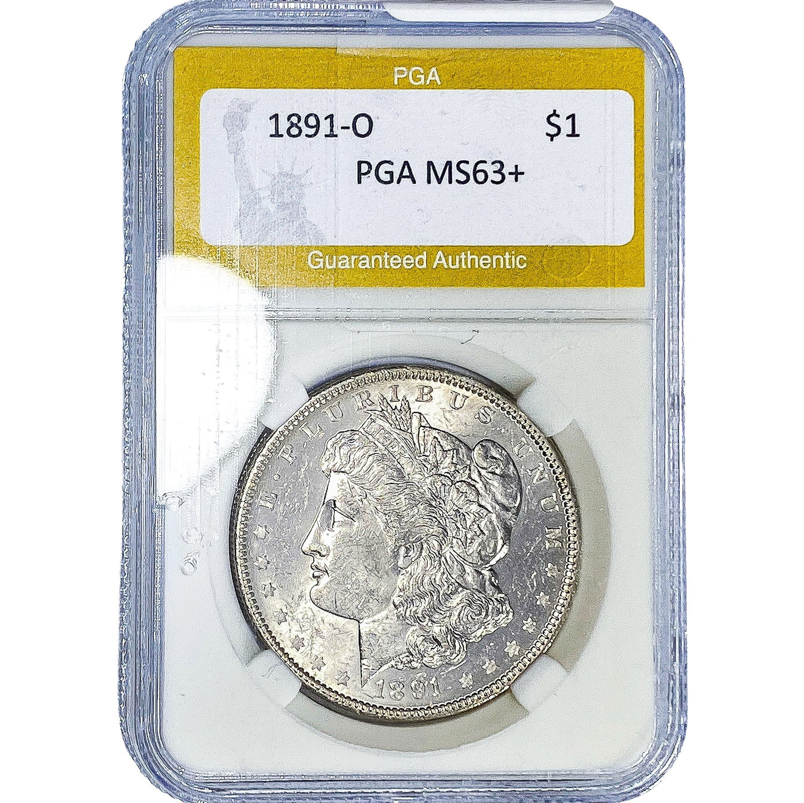 1891-O Morgan Silver Dollar PGA MS63+: 1891-O Morgan Silver Dollar PGA MS63+
