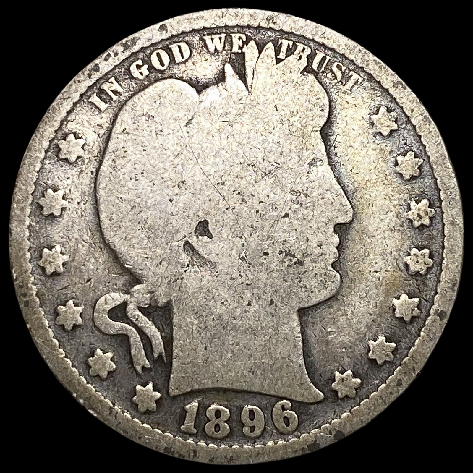 1896 Barber Quarter NICELY CIRCULATED: 1896 Barber Quarter NICELY CIRCULATED
