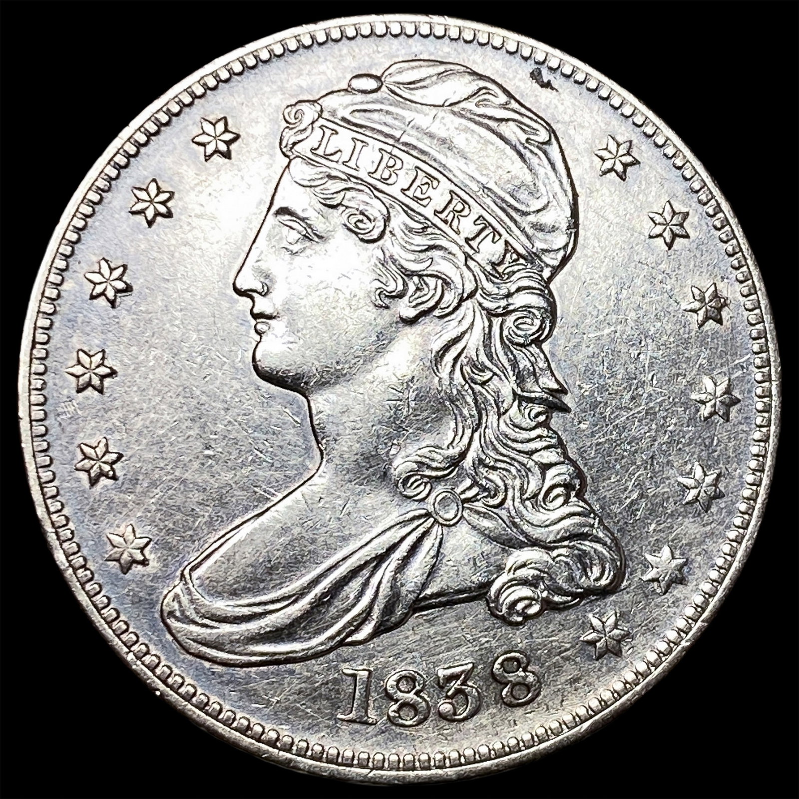 1838 Silver Half Dollar (Capped Bust) CLOSELY UNCIRCULATED (1 of 2)
