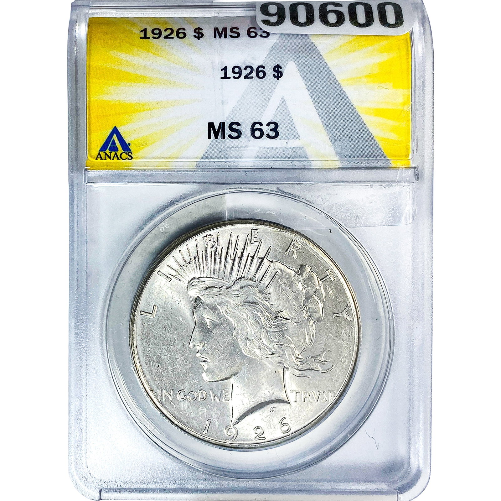 1926 Silver Peace Dollar ANACS MS63: 1926 Silver Peace Dollar ANACS MS63