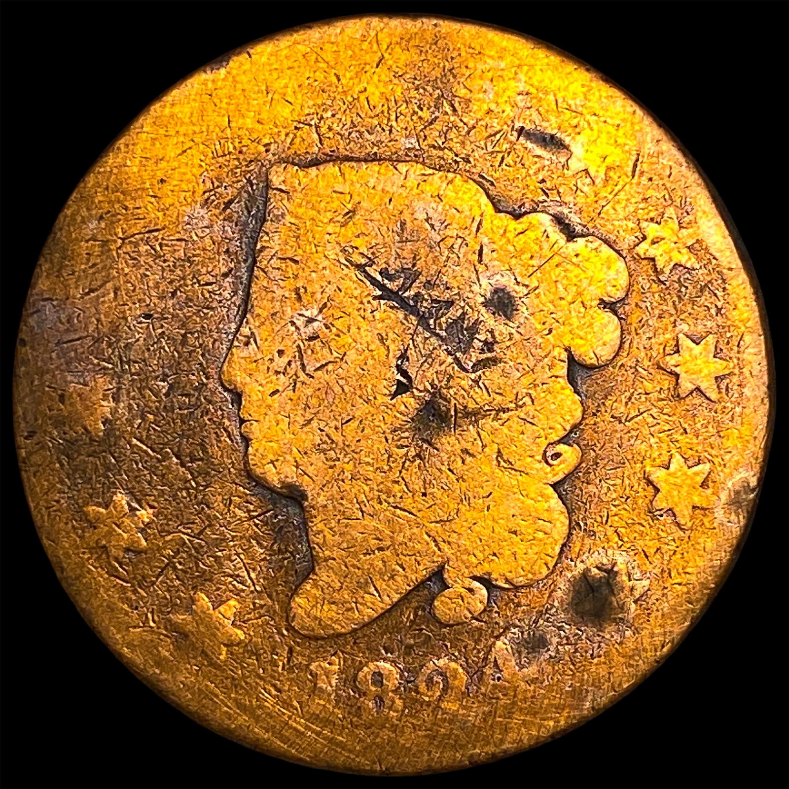 1824 Coronet Head Large Cent NICELY CIRCULATED: 1824 Coronet Head Large Cent NICELY CIRCULATED