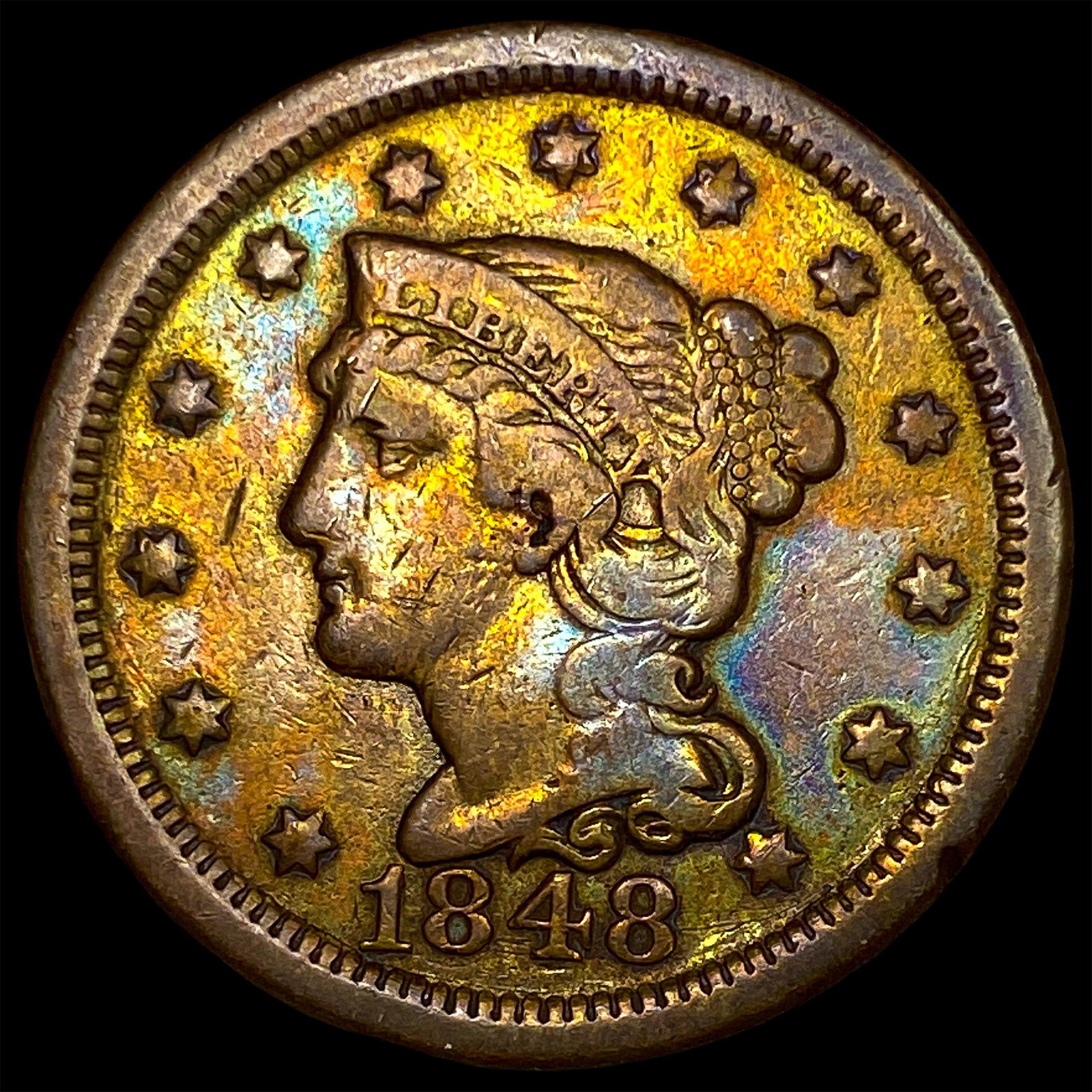 1848 Braided Hair Large Cent LIGHTLY CIRCULATED: 1848 Braided Hair Large Cent LIGHTLY CIRCULATED