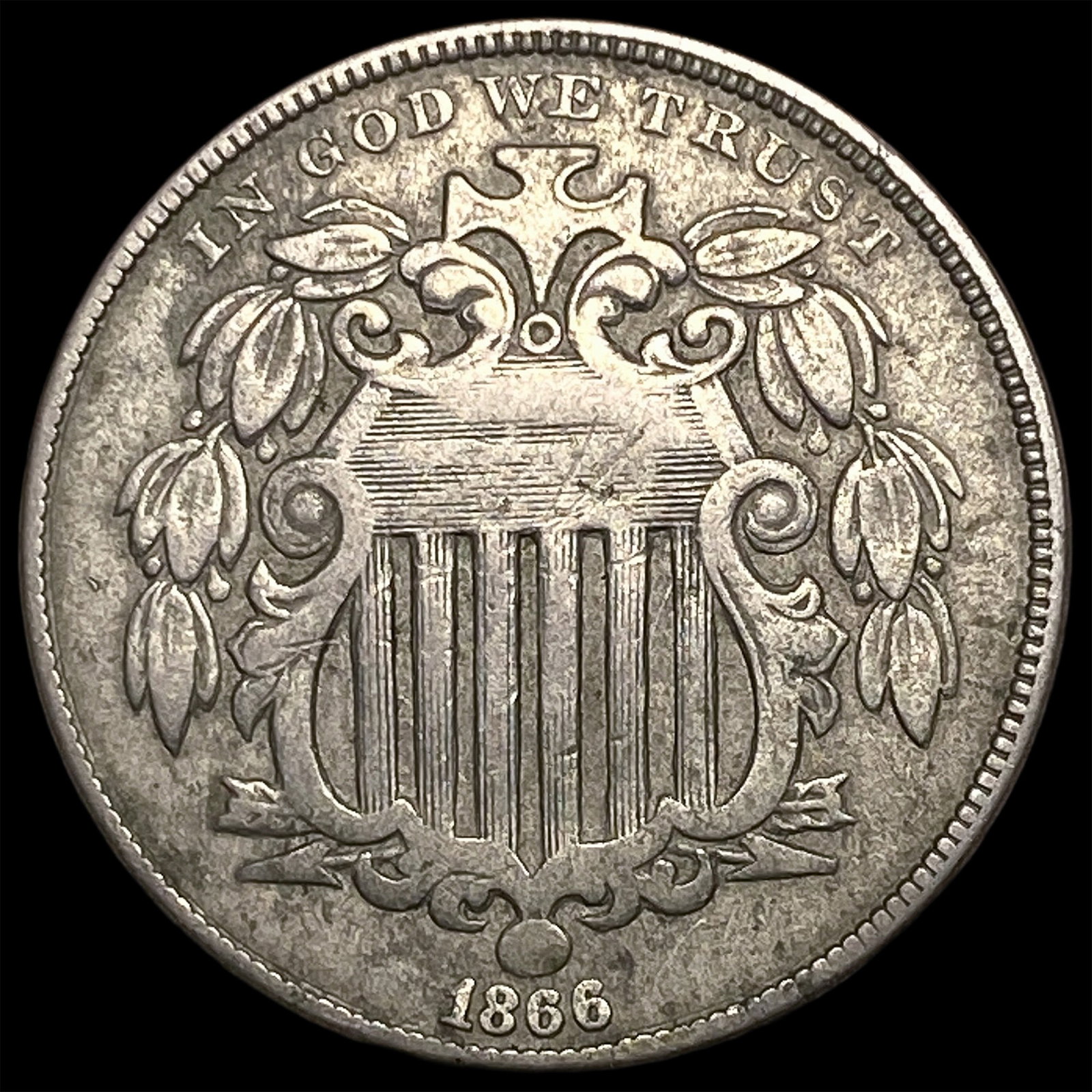1866 Shield Nickel LIGHTLY CIRCULATED: 1866 Shield Nickel LIGHTLY CIRCULATED