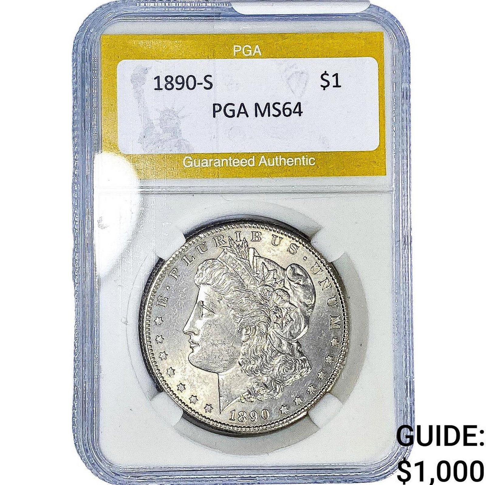 1890-S Morgan Silver Dollar PGA MS64: 1890-S Morgan Silver Dollar PGA MS64