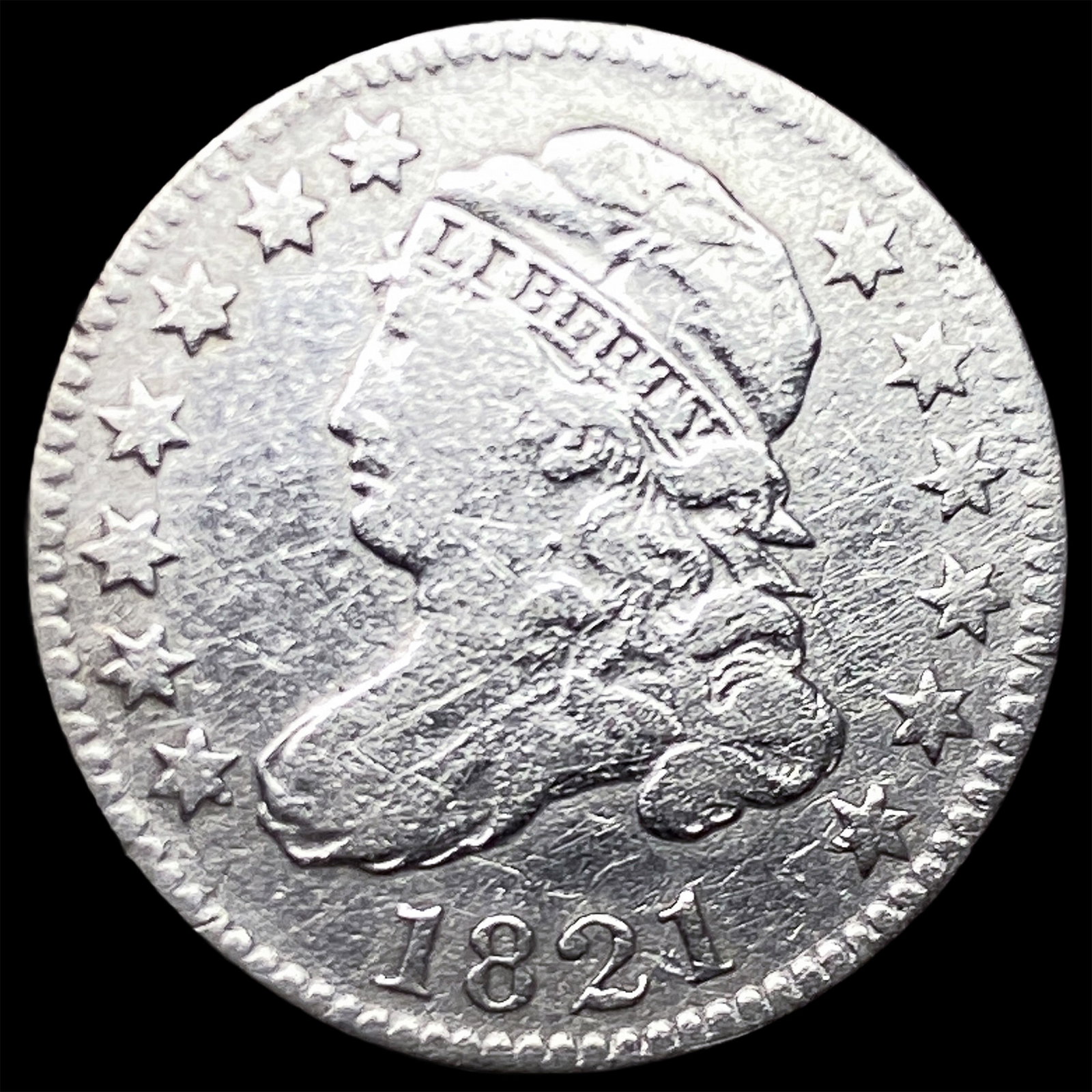 1821 Capped Bust Dime CLOSELY UNCIRCULATED: 1821 Capped Bust Dime CLOSELY UNCIRCULATED