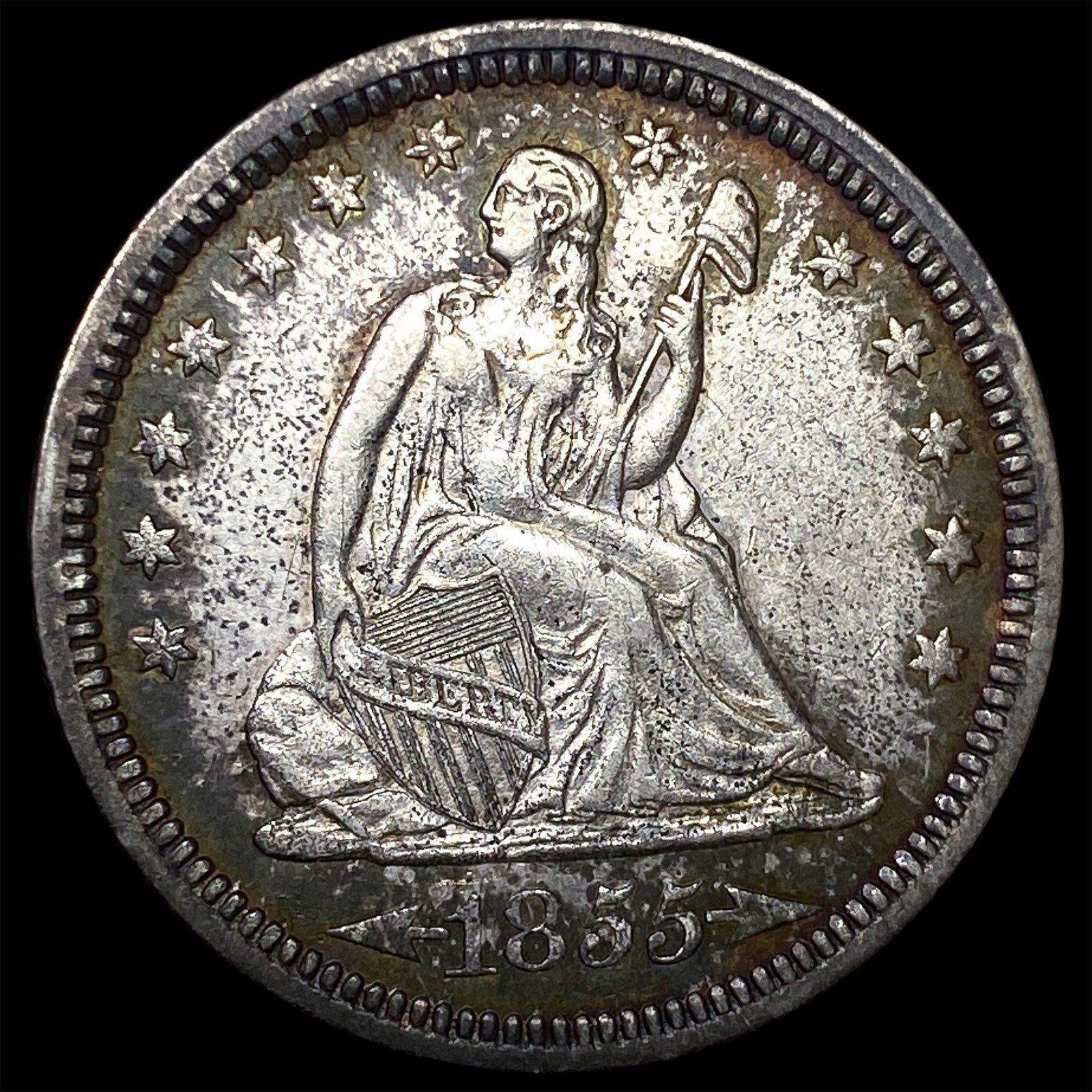 1855 Arrows Seated Liberty Quarter CLOSELY UNCIRCULATED (1 of 2)