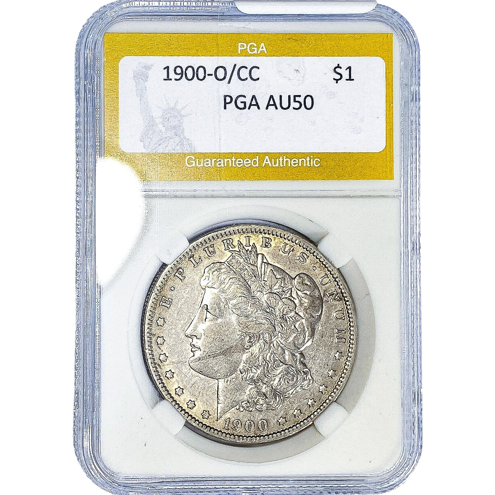 1900-O/CC Morgan Silver Dollar PGA AU50: 1900-O/CC Morgan Silver Dollar PGA AU50