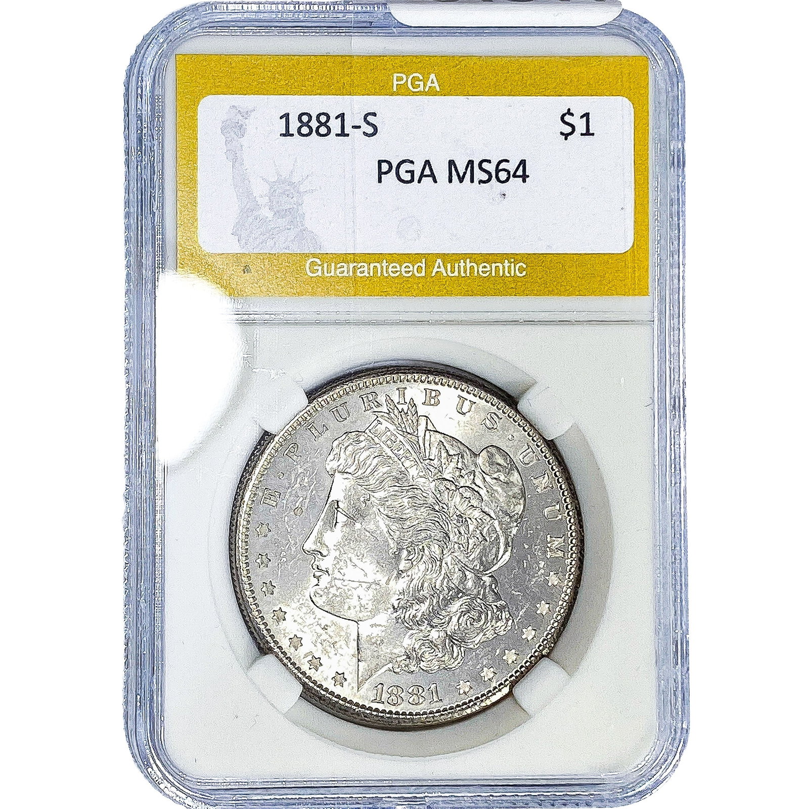 1881-S Morgan Silver Dollar PGA MS64: 1881-S Morgan Silver Dollar PGA MS64